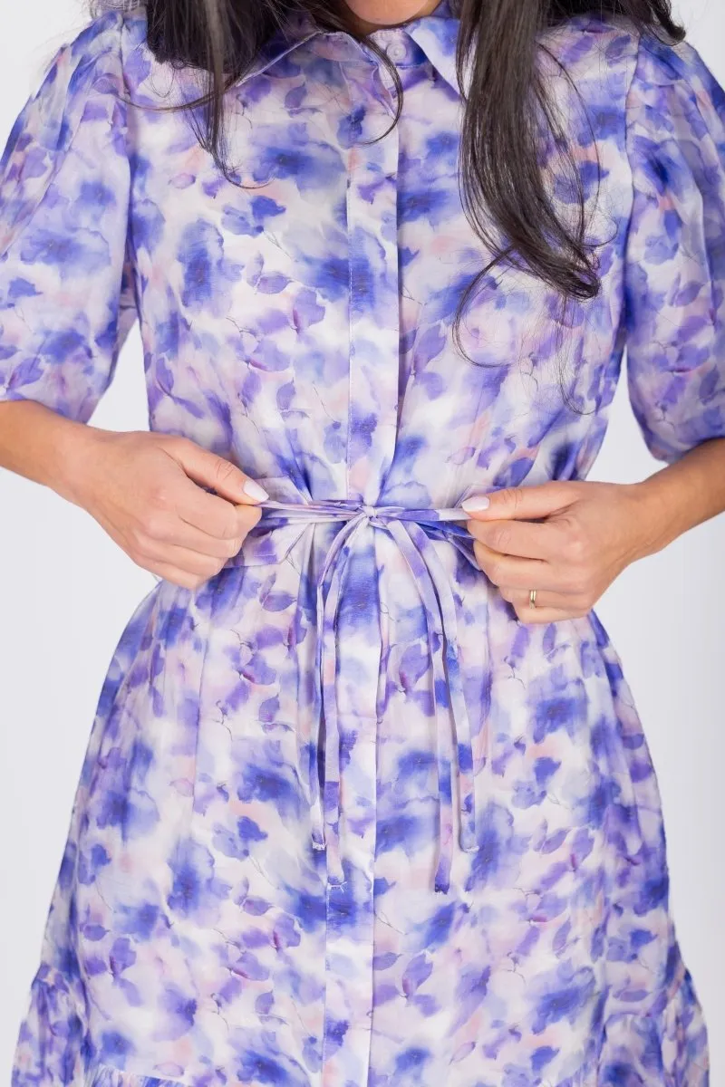 ALLIE DRESS SHORT SLEEVE 36" (PURPLE FLOWER)