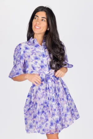 ALLIE DRESS SHORT SLEEVE 36" (PURPLE FLOWER)