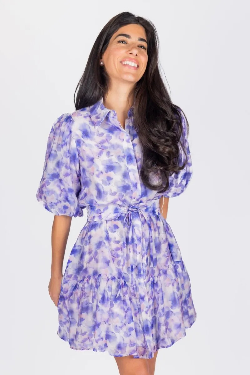 ALLIE DRESS SHORT SLEEVE 36" (PURPLE FLOWER)