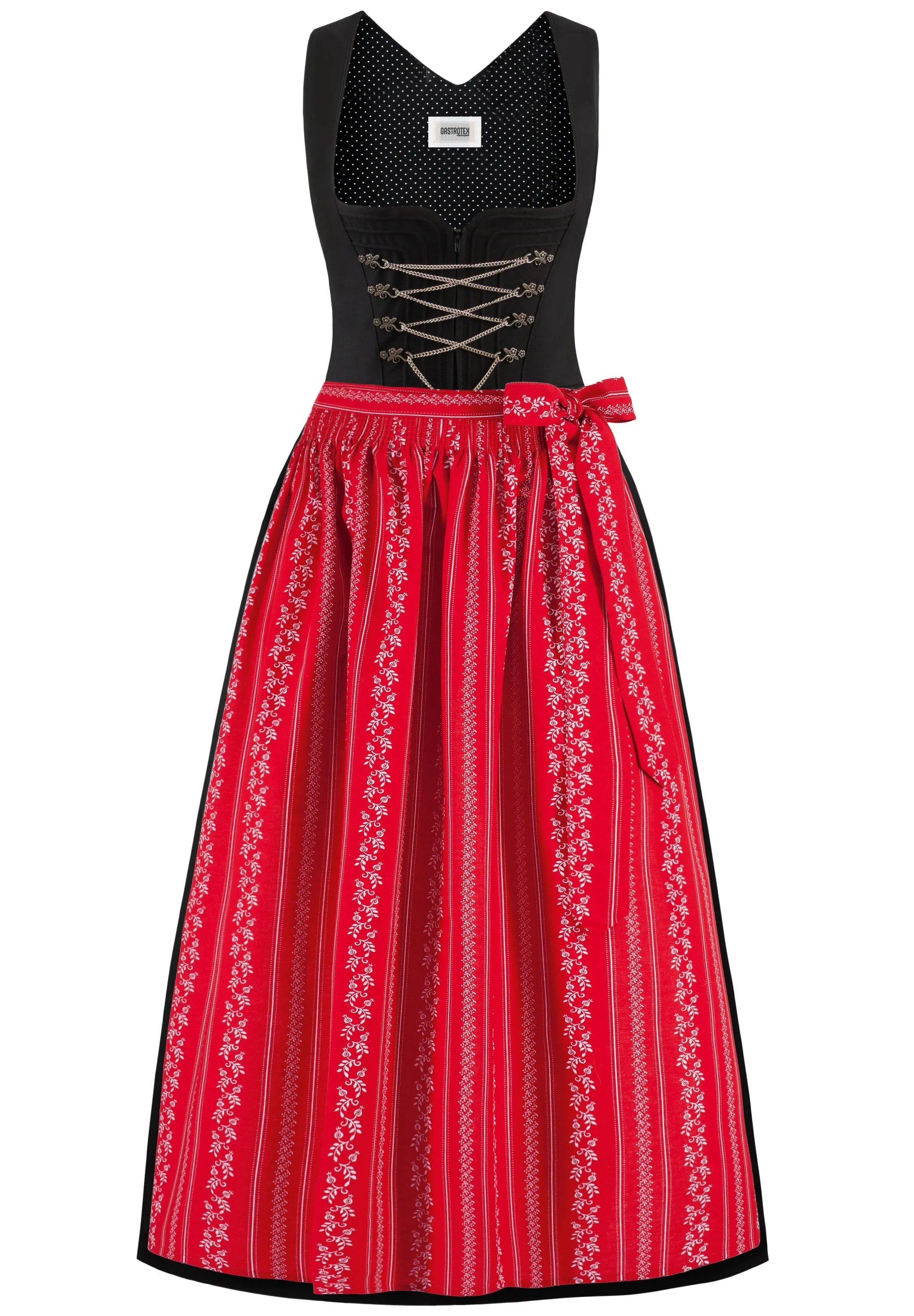 Amber Black Dirndl with apron and white blouse 3 pc set , style of blouse and apron may be different than pictured