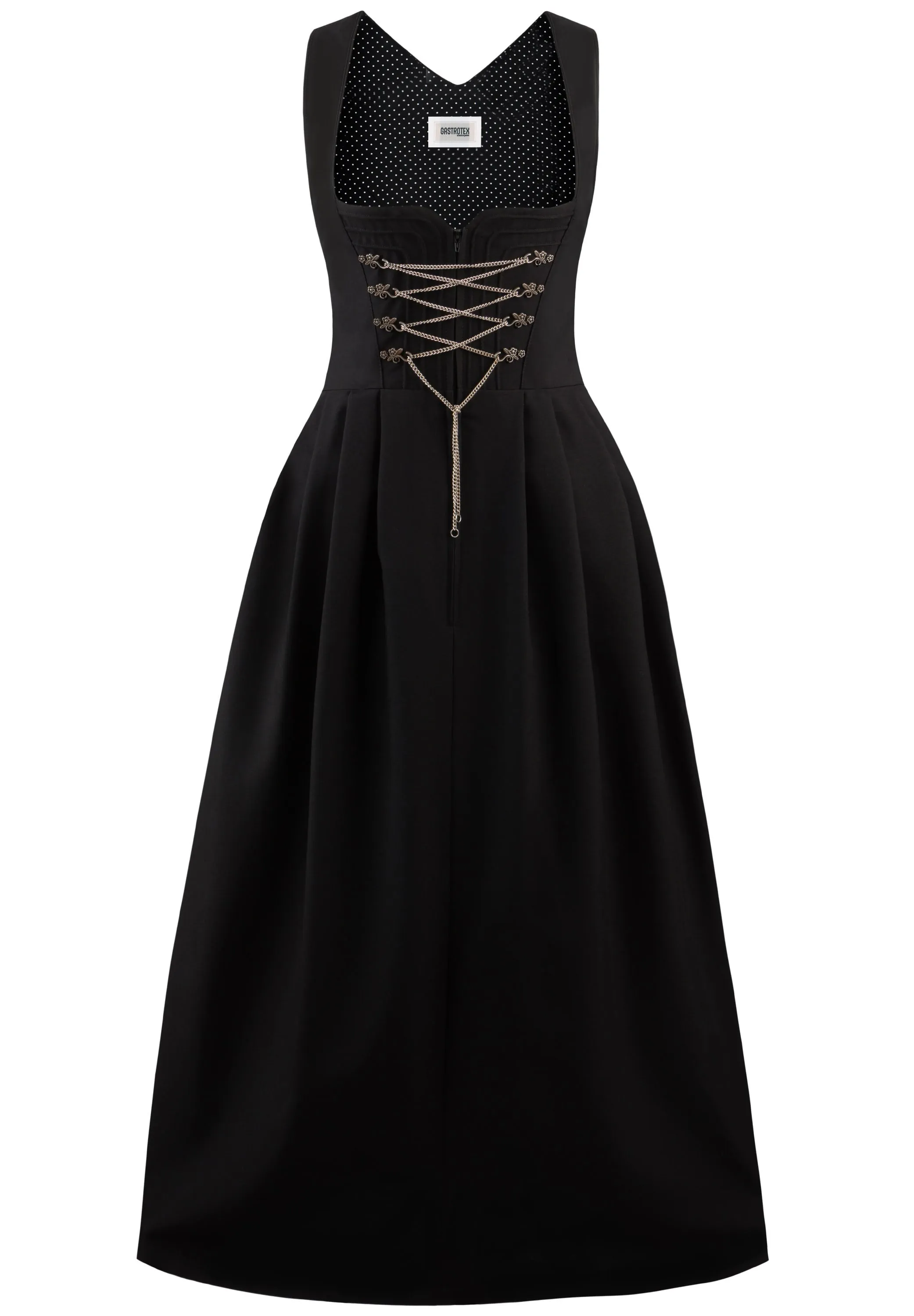Amber Black Dirndl with apron and white blouse 3 pc set , style of blouse and apron may be different than pictured