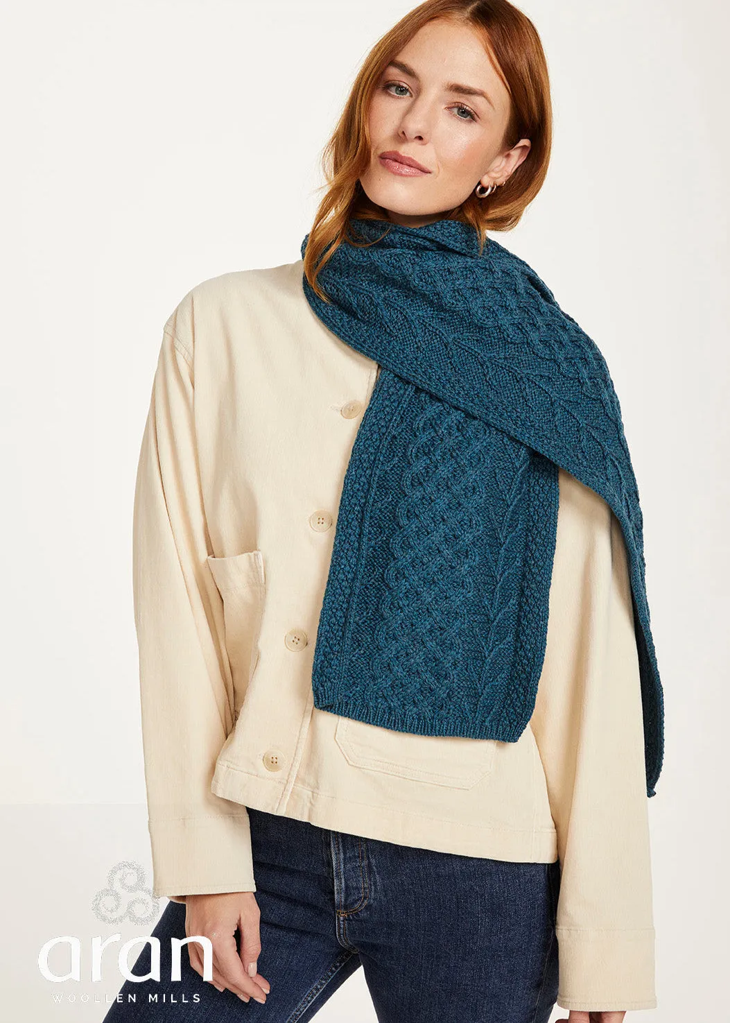 Aran Tree Of Life Scarf | Irish Sea