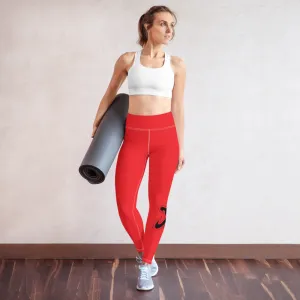 Athletic Apparatus Red 1 Black logo White stitch V3 Yoga Leggings