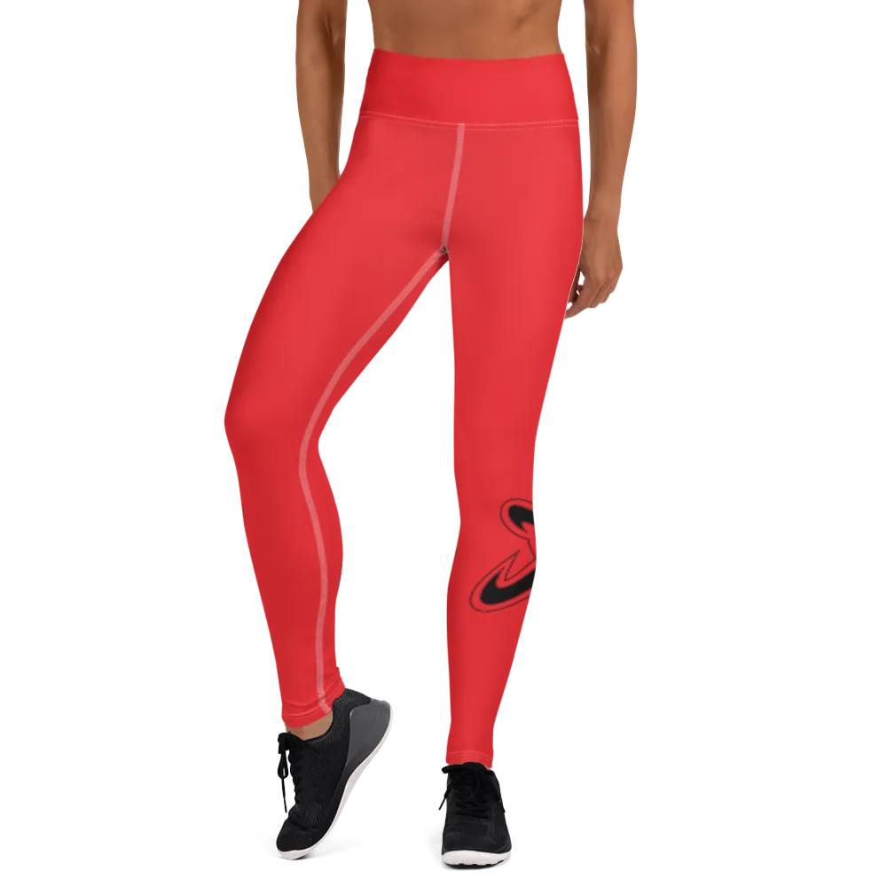 Athletic Apparatus Red 1 Black logo White stitch V3 Yoga Leggings