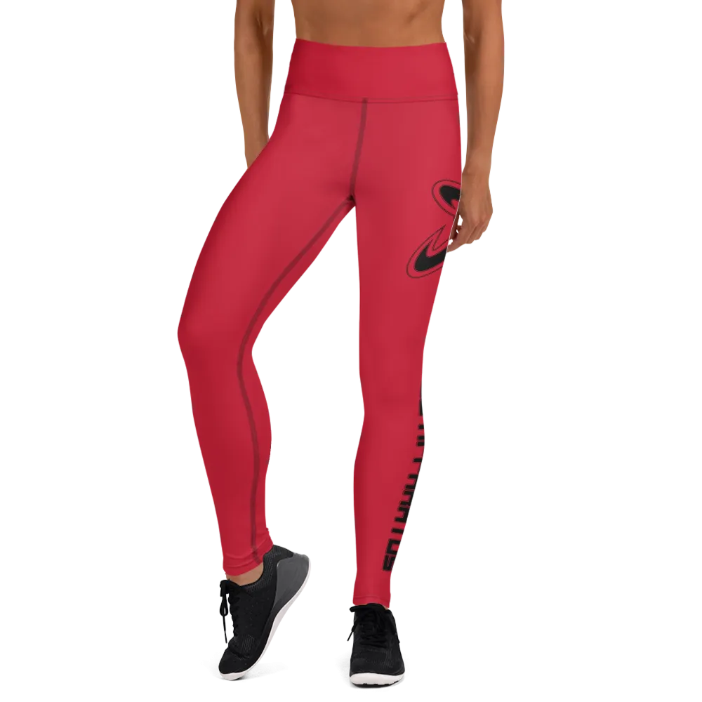 Athletic Apparatus Red Black Logo Yoga Leggings
