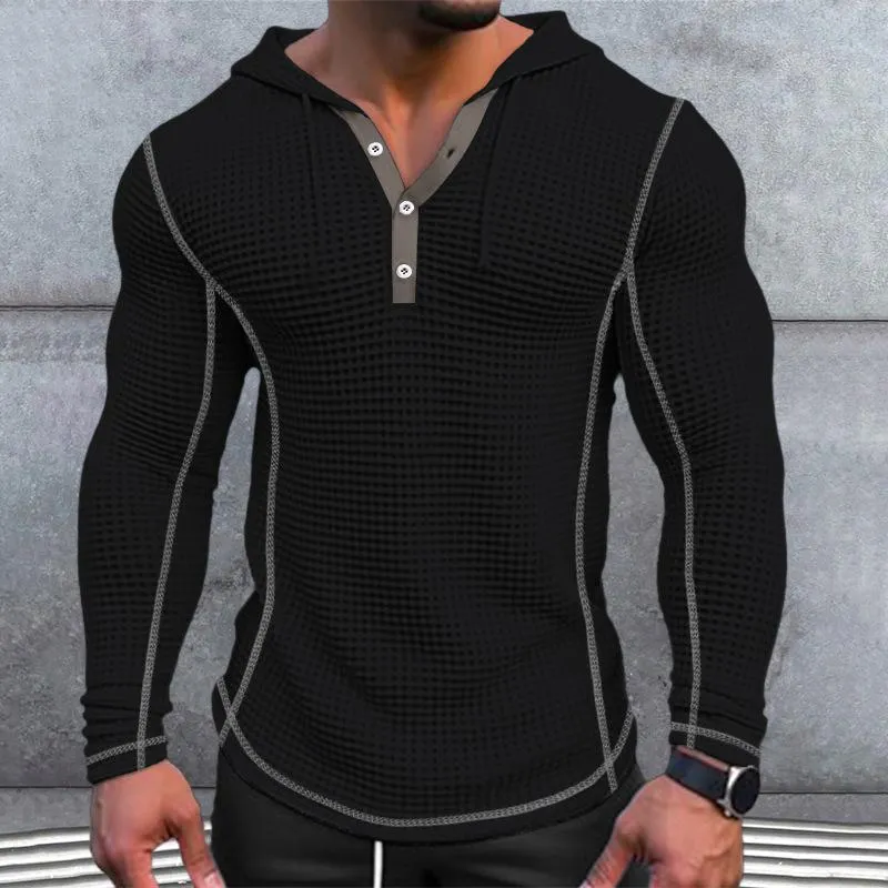BACKWOODS | Men's Solid Waffle Long Sleeve Casual Hoodie