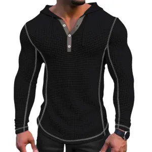 BACKWOODS | Men's Solid Waffle Long Sleeve Casual Hoodie