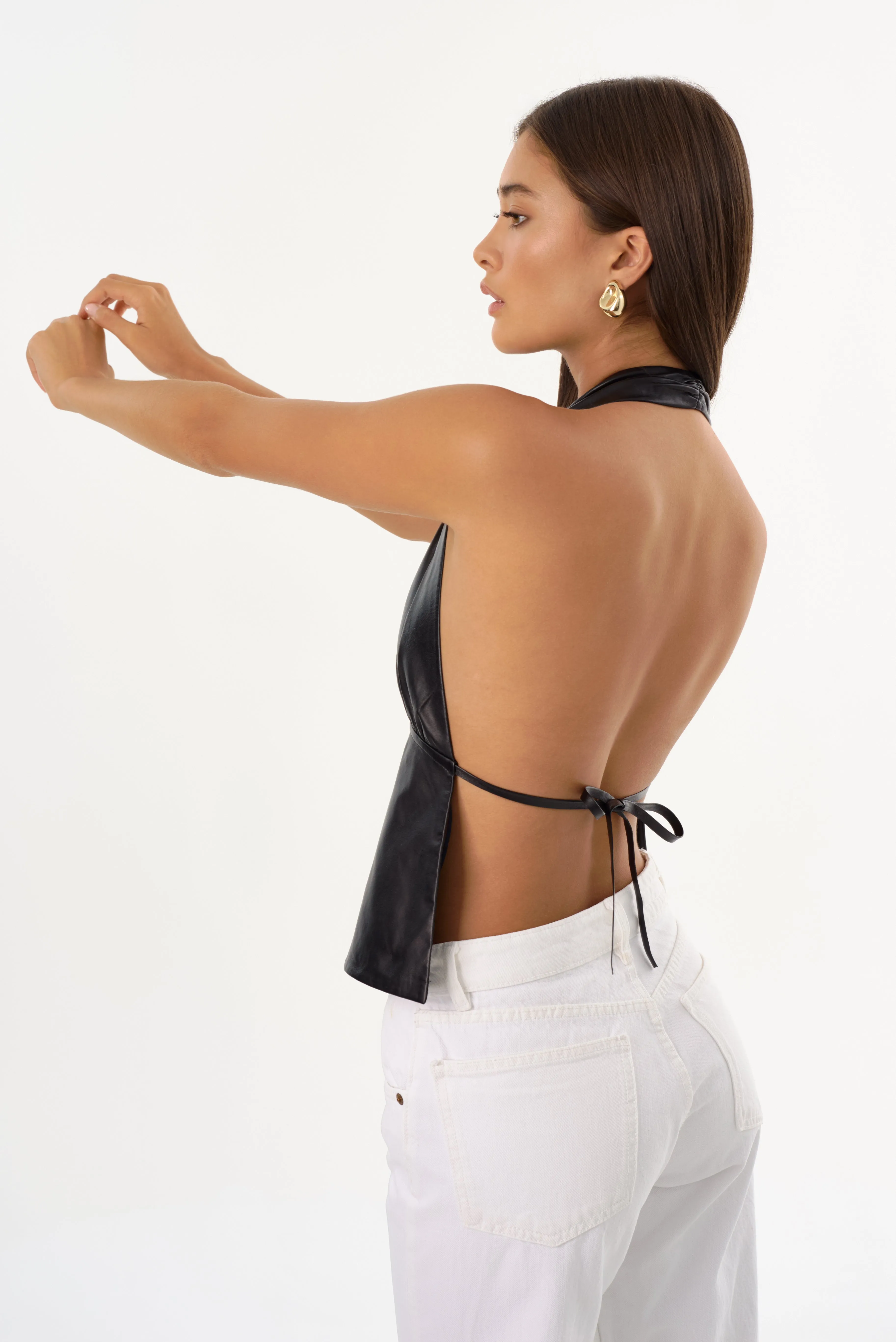 BETHANY | Leather Halter Top