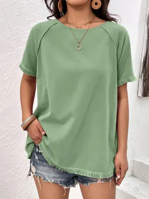 Better Now Raglan Sleeve Fringe Top