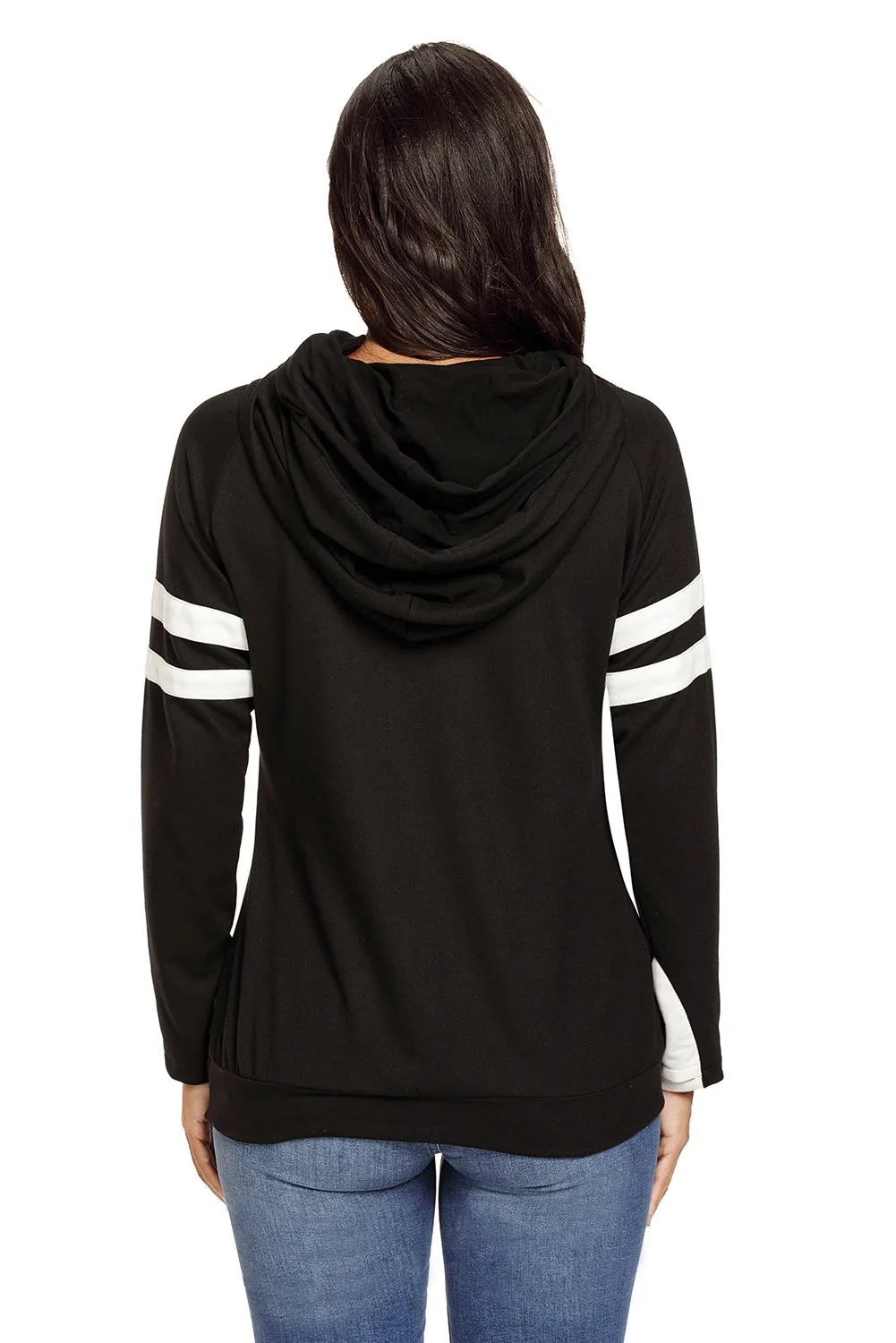 Black Kangaroo Pocket Double Hooded Sweatshirt