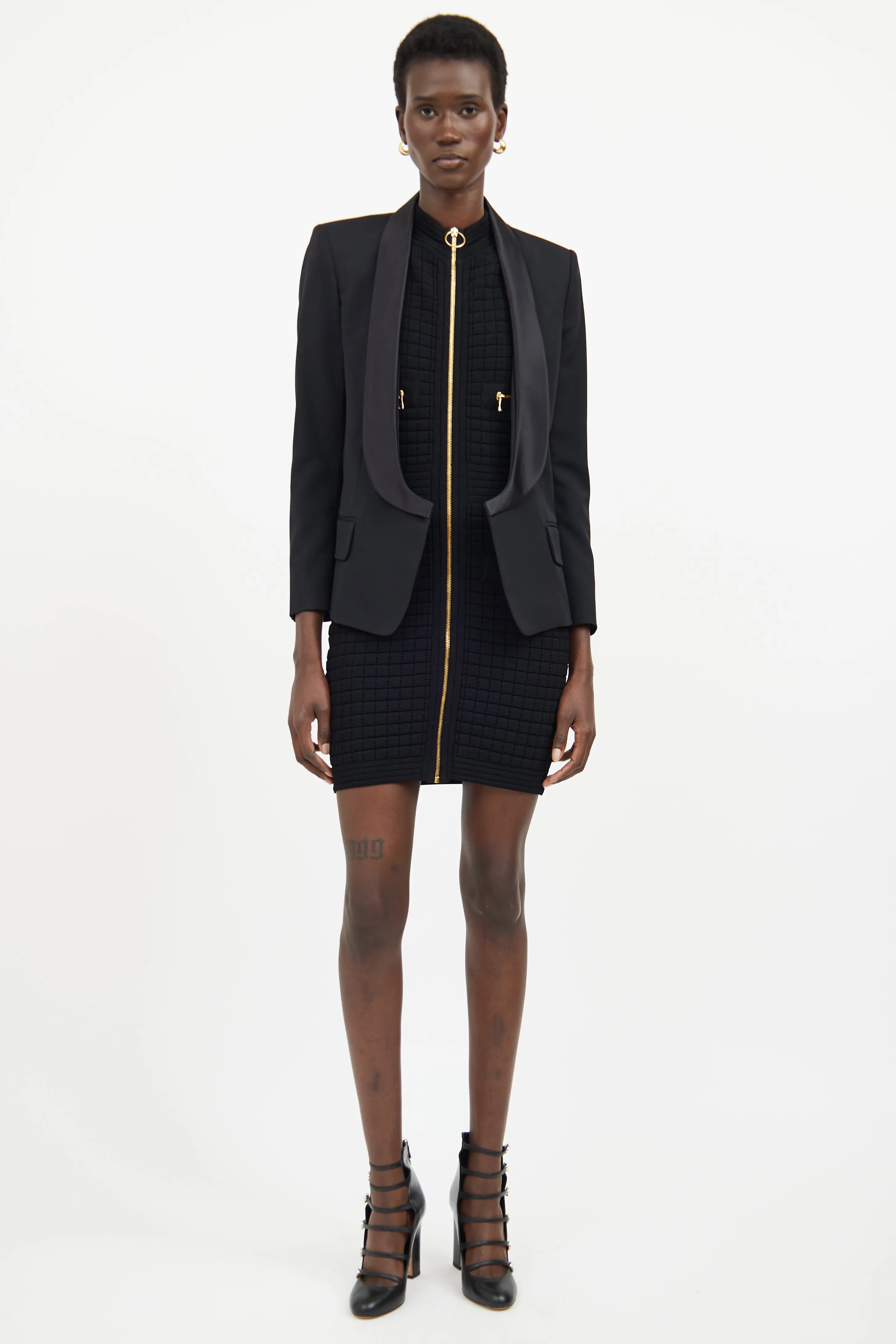 Black Lapel Open Blazer