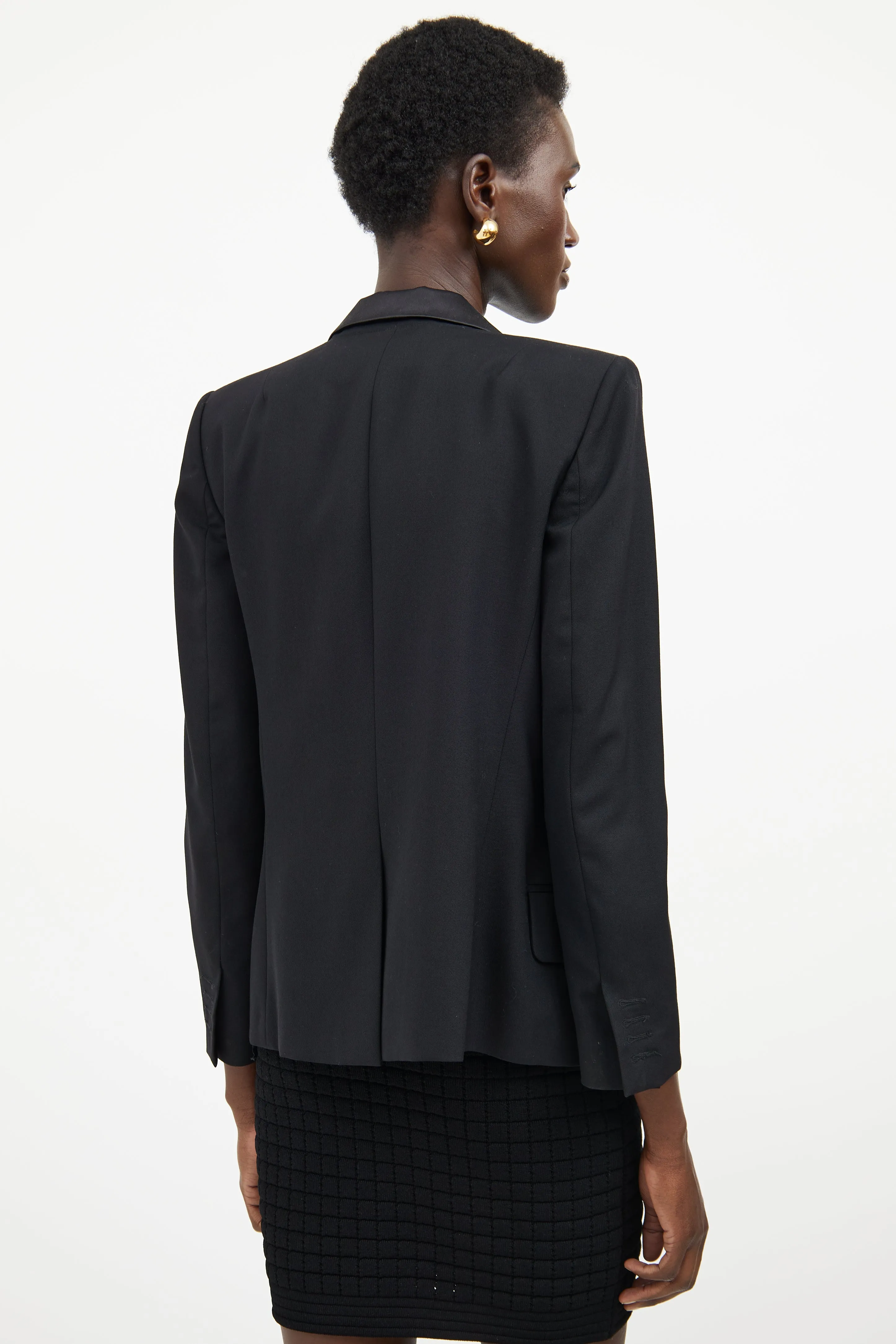 Black Lapel Open Blazer