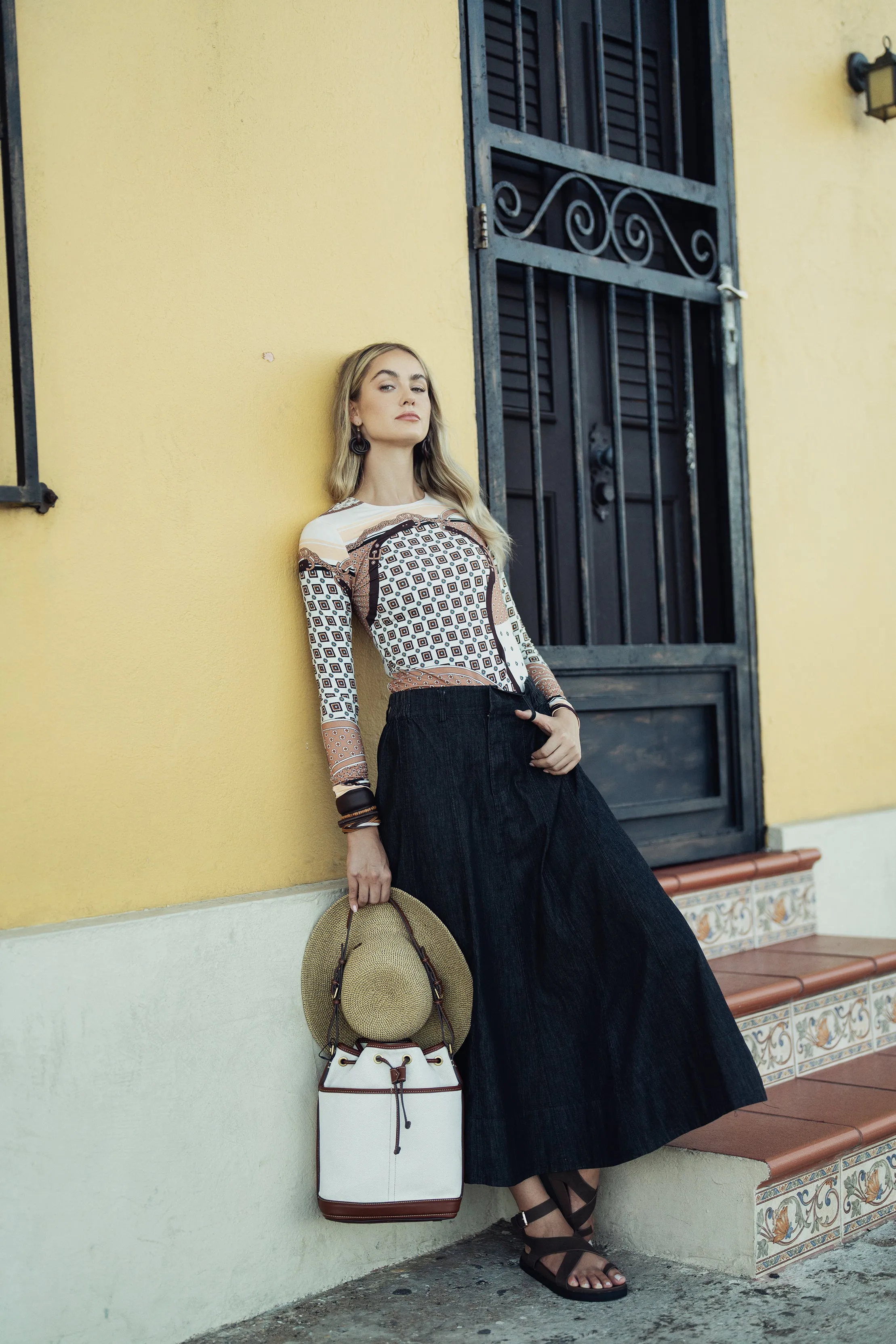 Bliss Black Denim Aline Skirt