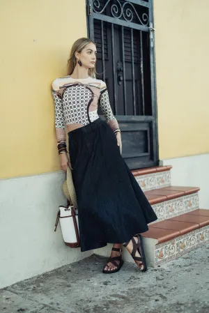 Bliss Black Denim Aline Skirt