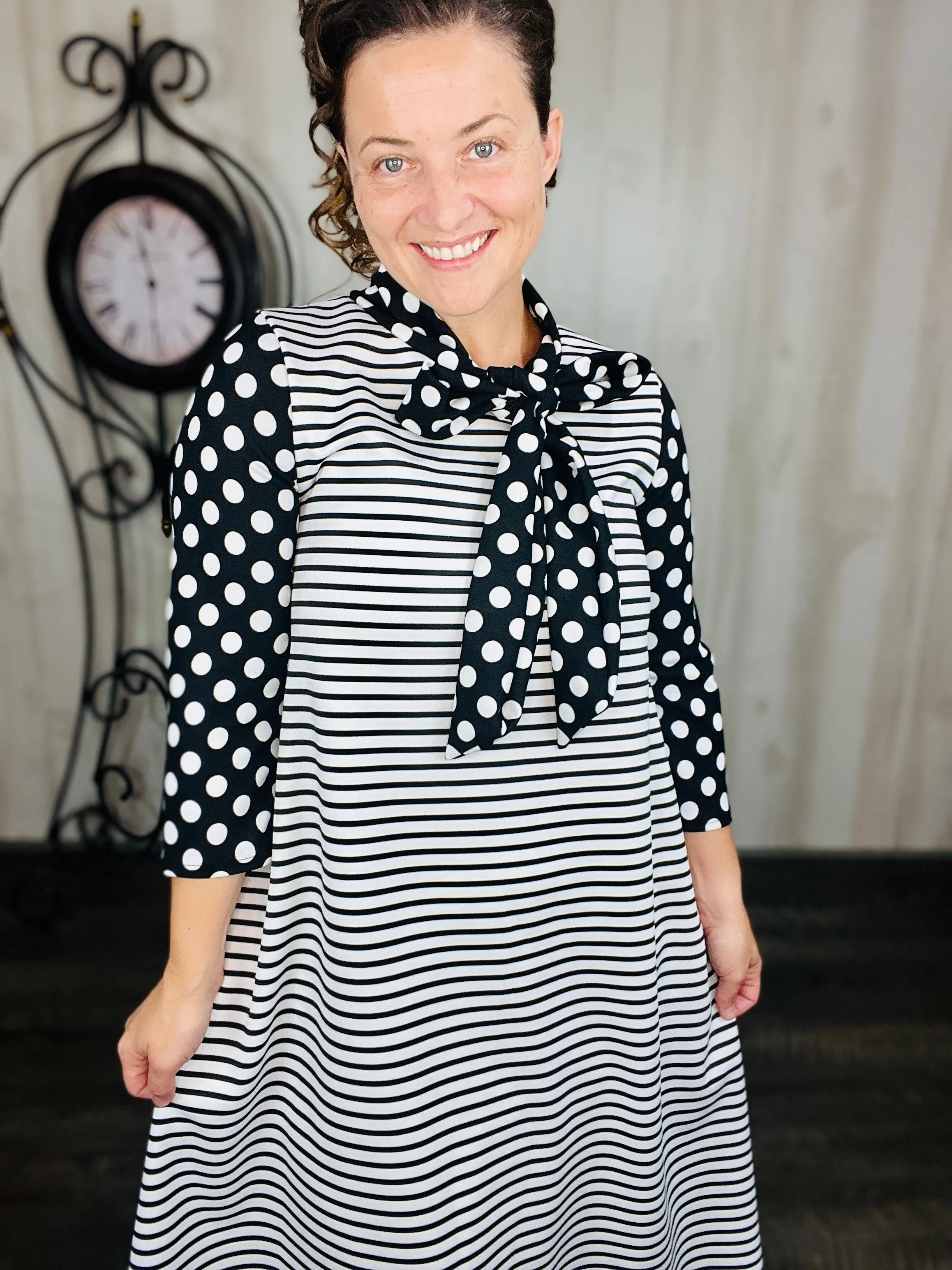 Brenda Bow Stripes & Polkadot Dress