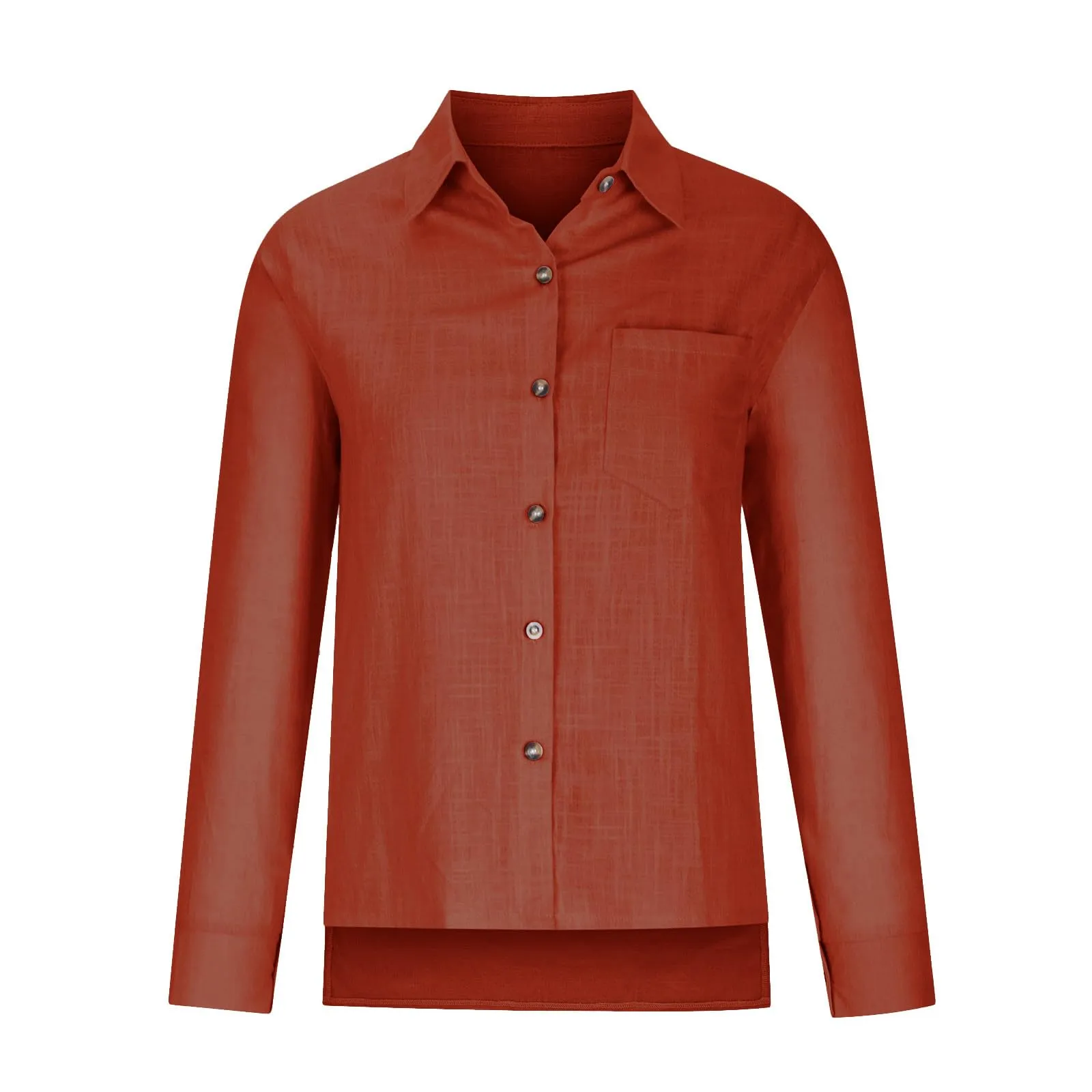Button Down Shirts for Women, Long Sleeve Shirts for Women Fall Cotton Linen Tops Blouses Casual Button Down T Shirts Lightweight Cardigans with Pocket Fashion 2024 Womens Tops Trendy B-orange