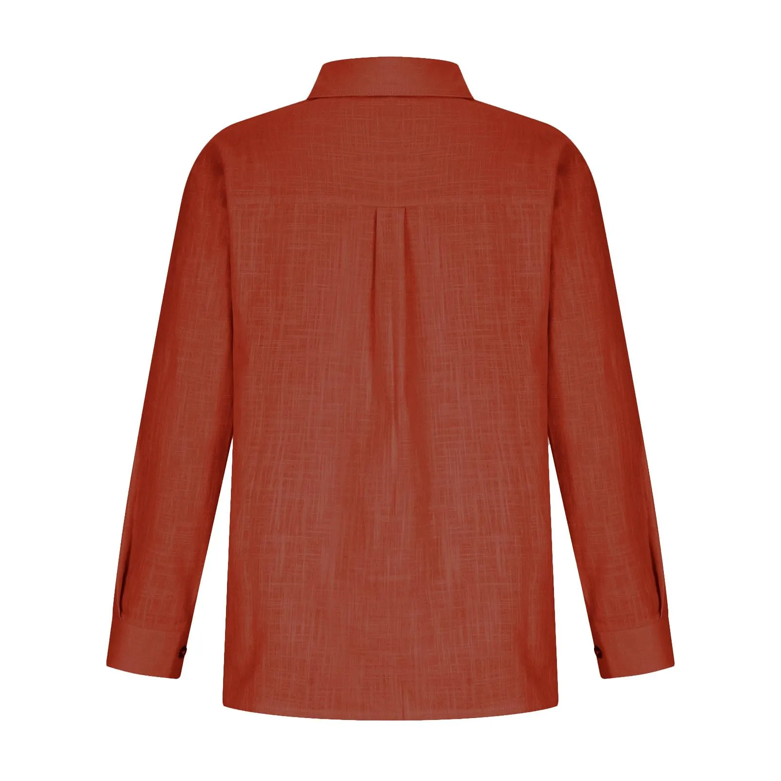 Button Down Shirts for Women, Long Sleeve Shirts for Women Fall Cotton Linen Tops Blouses Casual Button Down T Shirts Lightweight Cardigans with Pocket Fashion 2024 Womens Tops Trendy B-orange