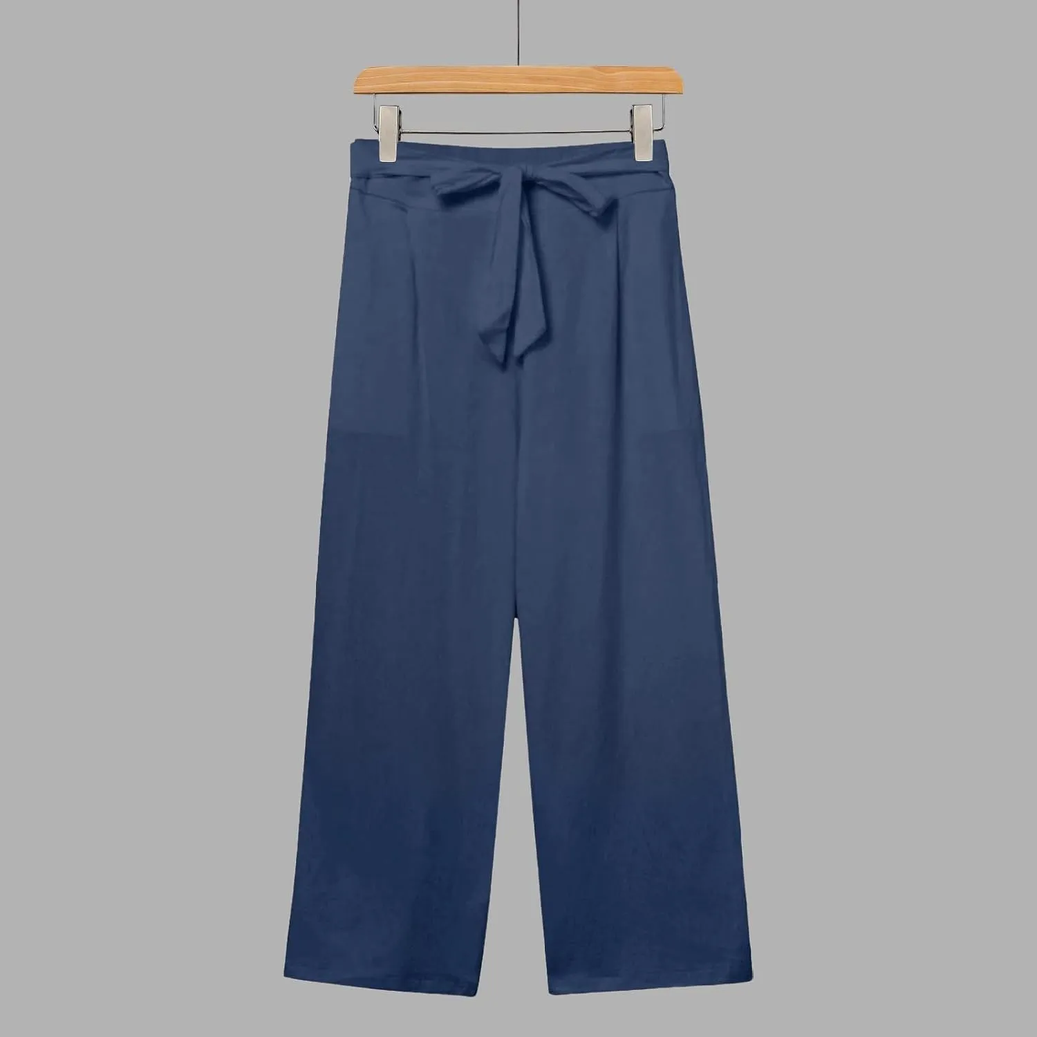 Capri Pants for Women Summer Casual Linen Lounge Pants Cropped Straight Leg Drawstring Baggy Straight Leg Trousers