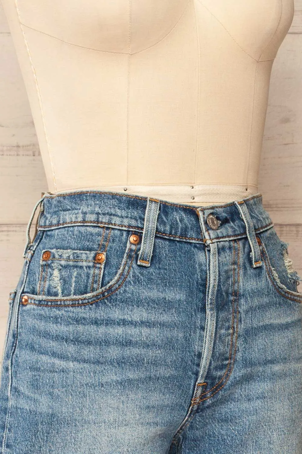 Cavtat Medium Wash | High-Waisted Denim Shorts