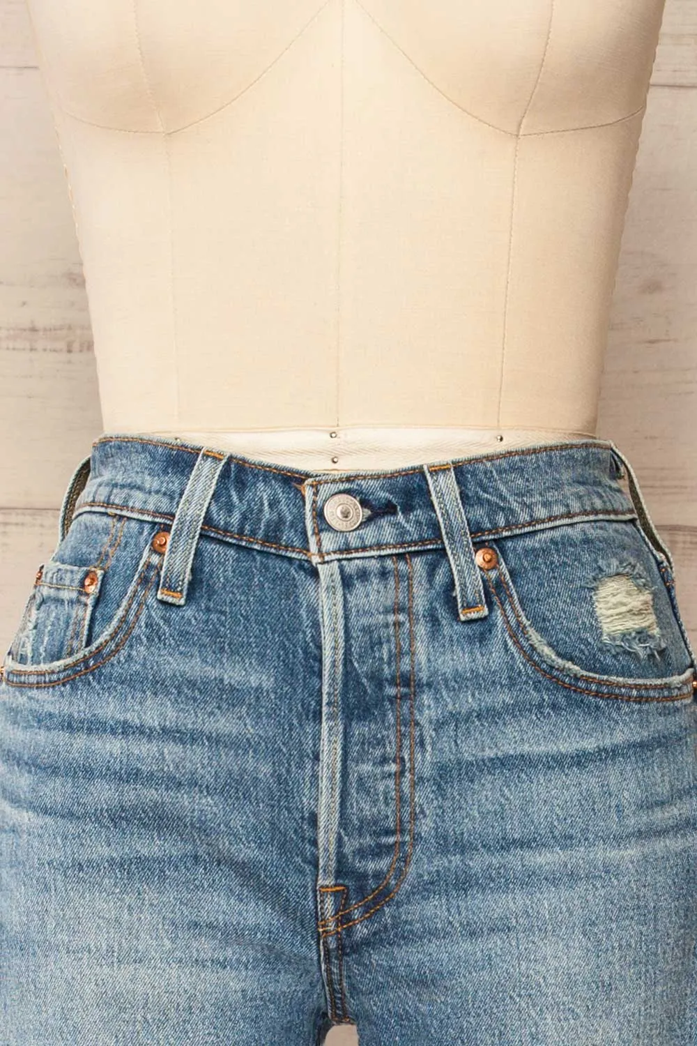 Cavtat Medium Wash | High-Waisted Denim Shorts