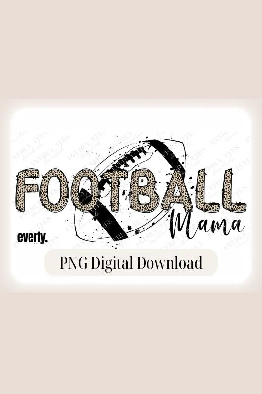 Cheetah Print Football Mama Design PNG Download