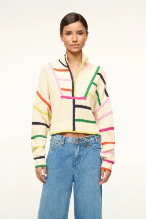 Cropped Hampton Sweater - Cream Rainbow