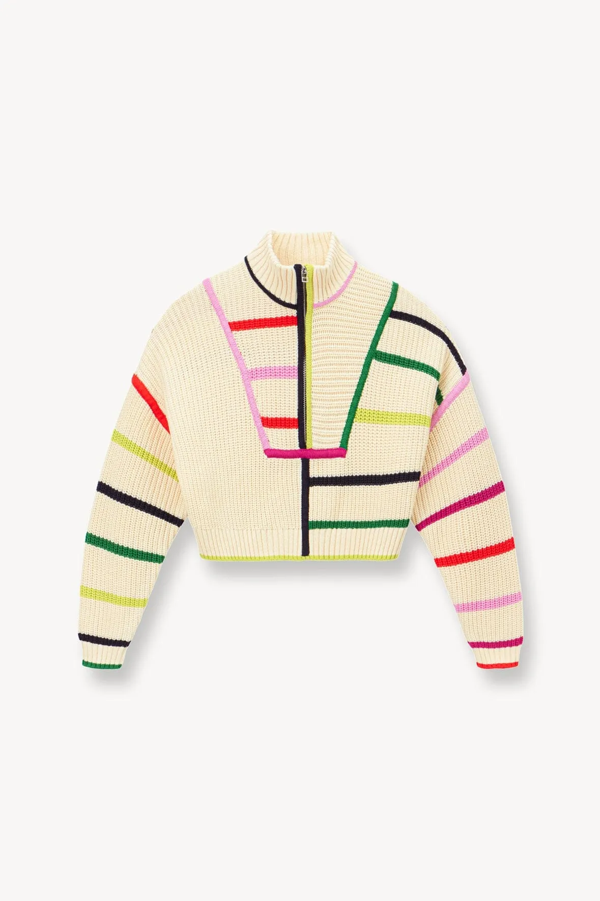 Cropped Hampton Sweater - Cream Rainbow