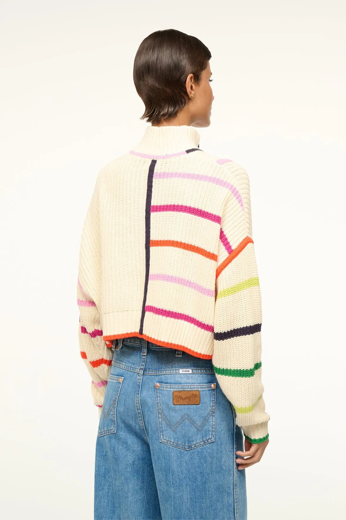 Cropped Hampton Sweater - Cream Rainbow