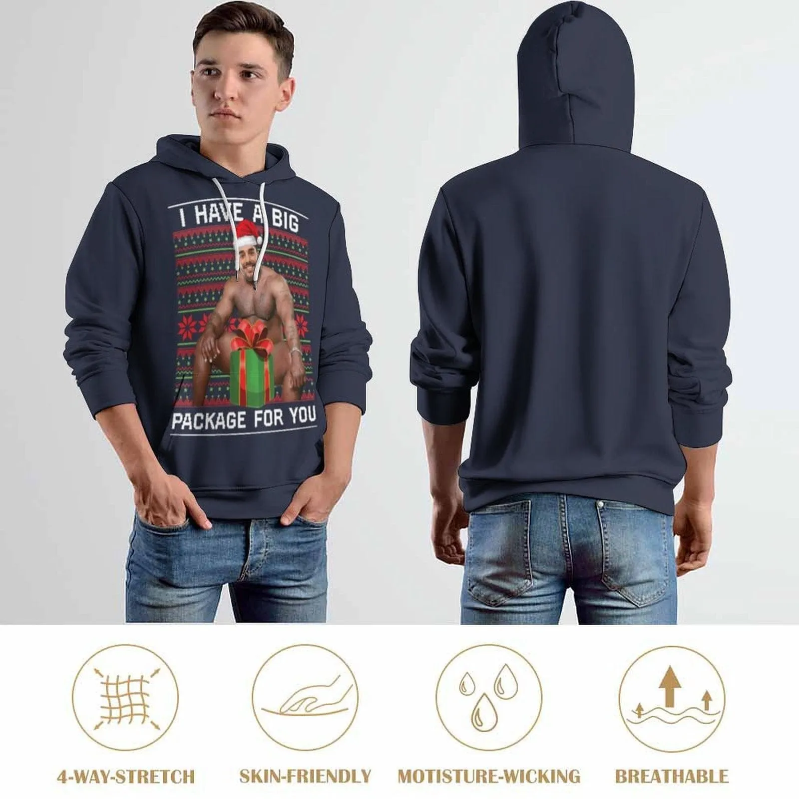 Custom Face Cool Hoodie Designs Christmas Gift for You Large Size Personalized Face Unisex Loose Hoodie Custom Top Outfits