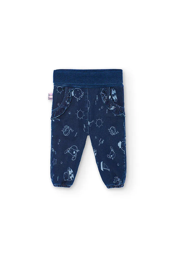Denim trousers knit for baby girl -BCI - 108076