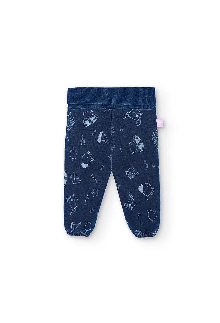 Denim trousers knit for baby girl -BCI - 108076