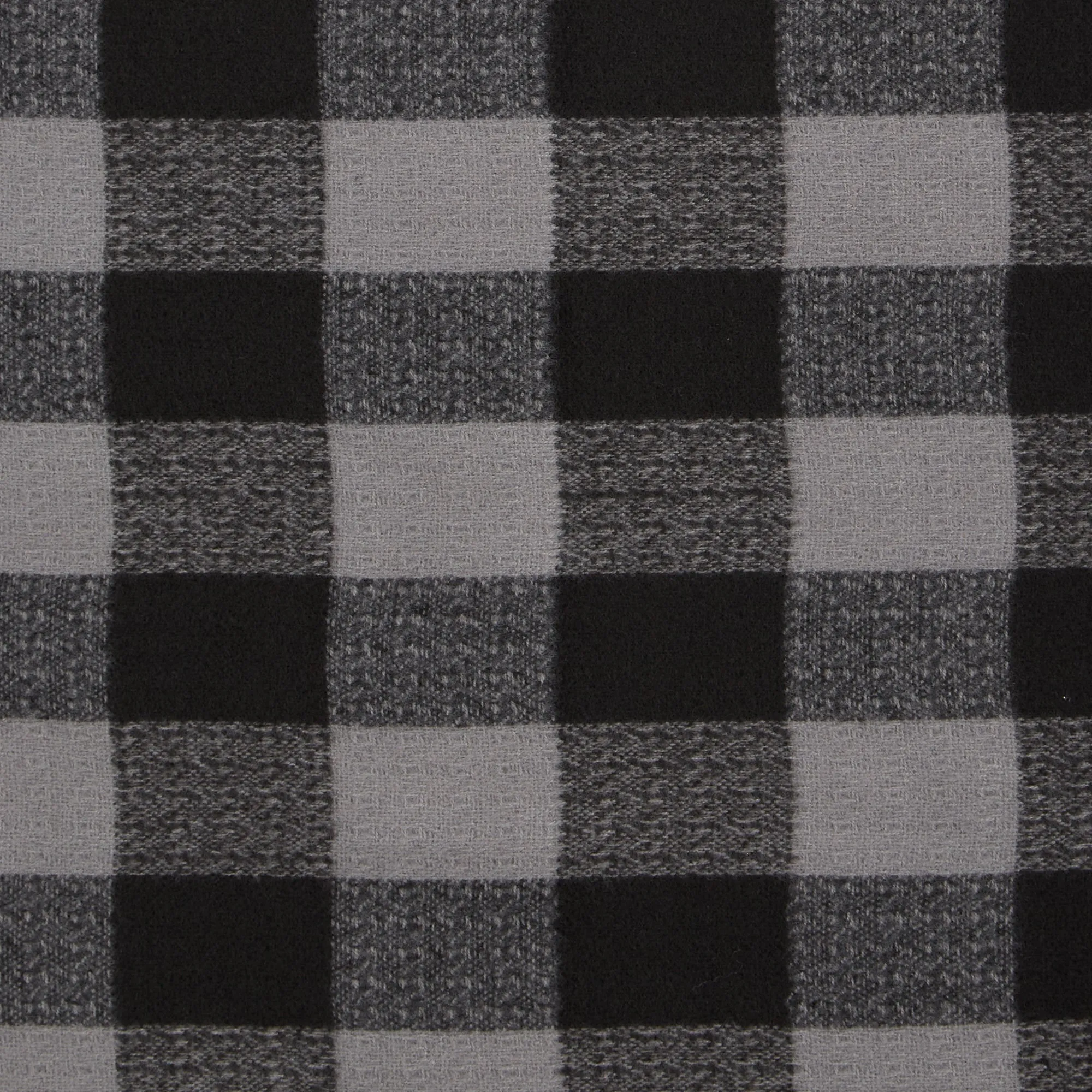 Denver Plaid Fringe Scarf - Black & Gray