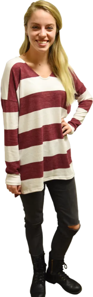Drop Shoulder Stripe Top