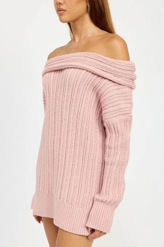 Emory Park Oversized Off Shoulder Long Sleeves Knit Sweater