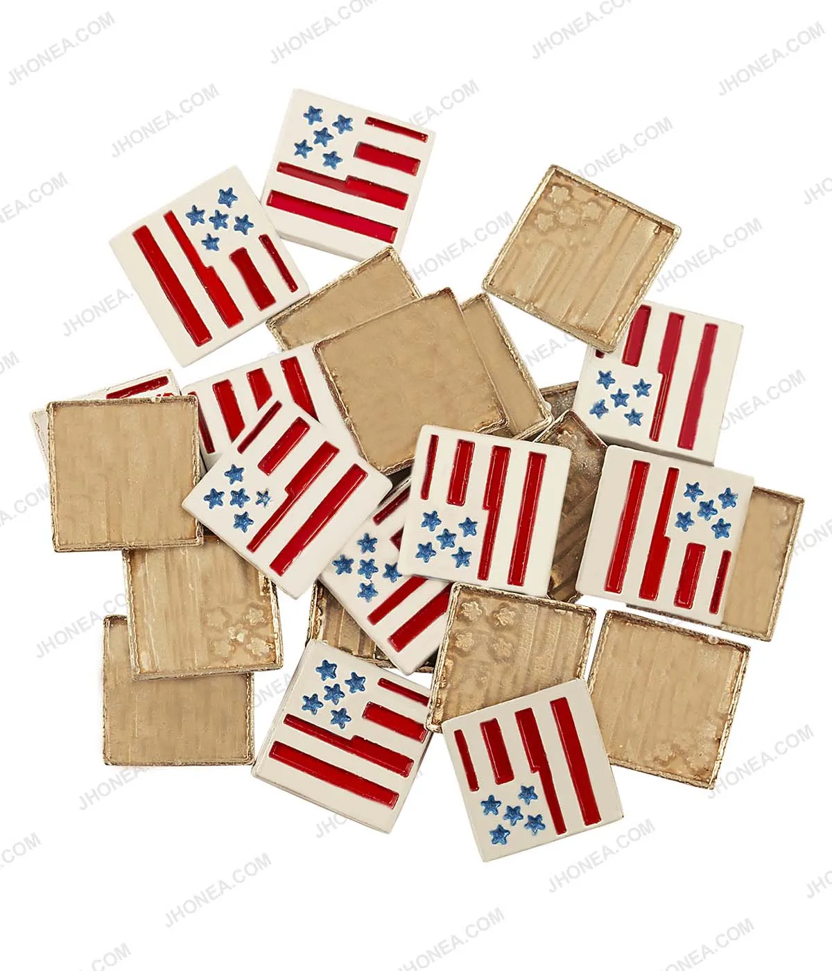 Enamel Tri-Color Square Shape Hotfix Studs for Tops/T-Shirts