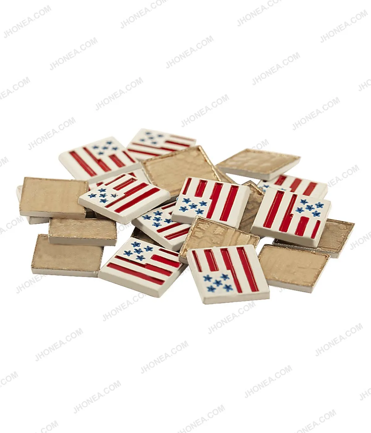 Enamel Tri-Color Square Shape Hotfix Studs for Tops/T-Shirts