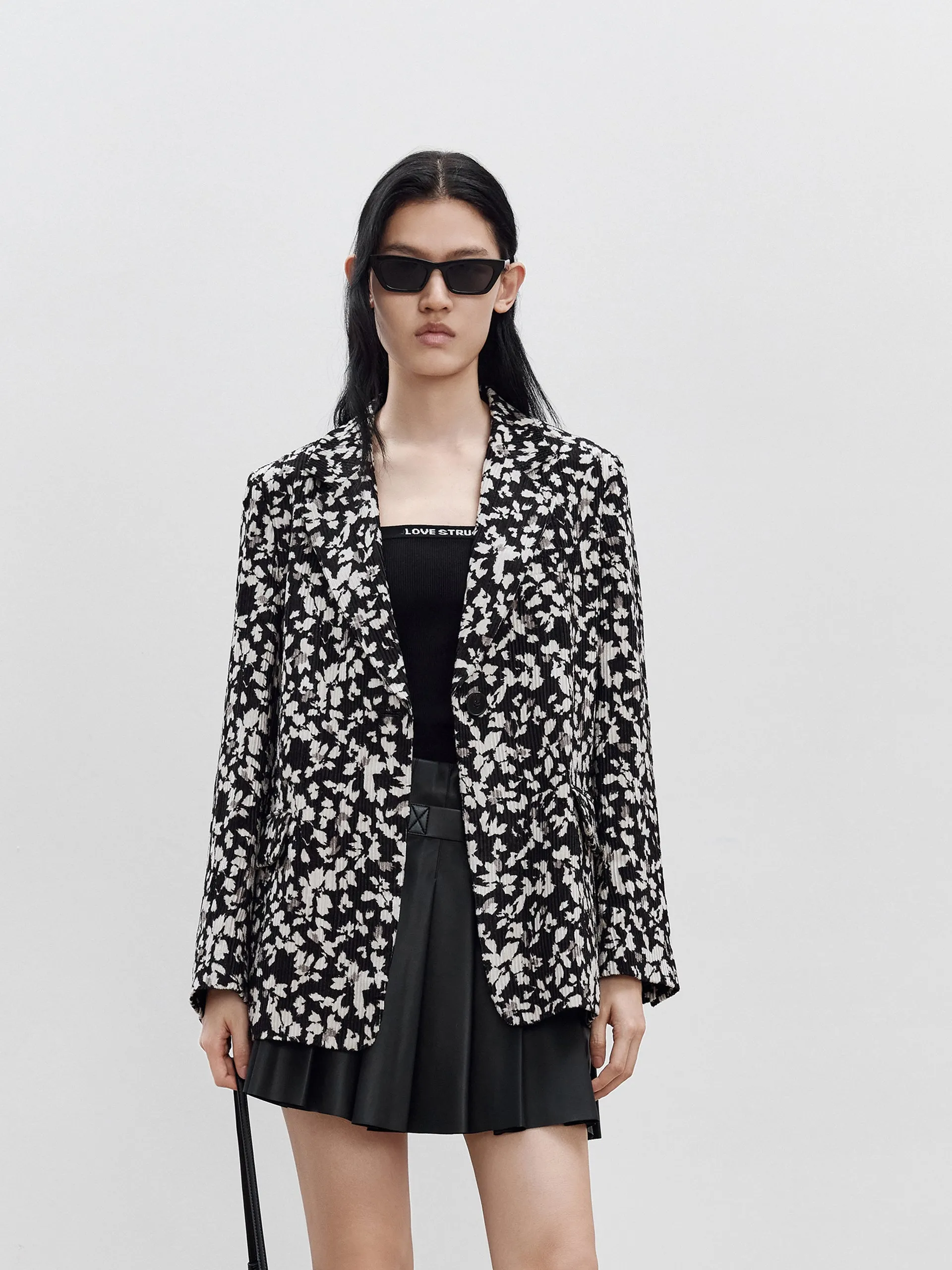 Floral Print Lapel Blazer