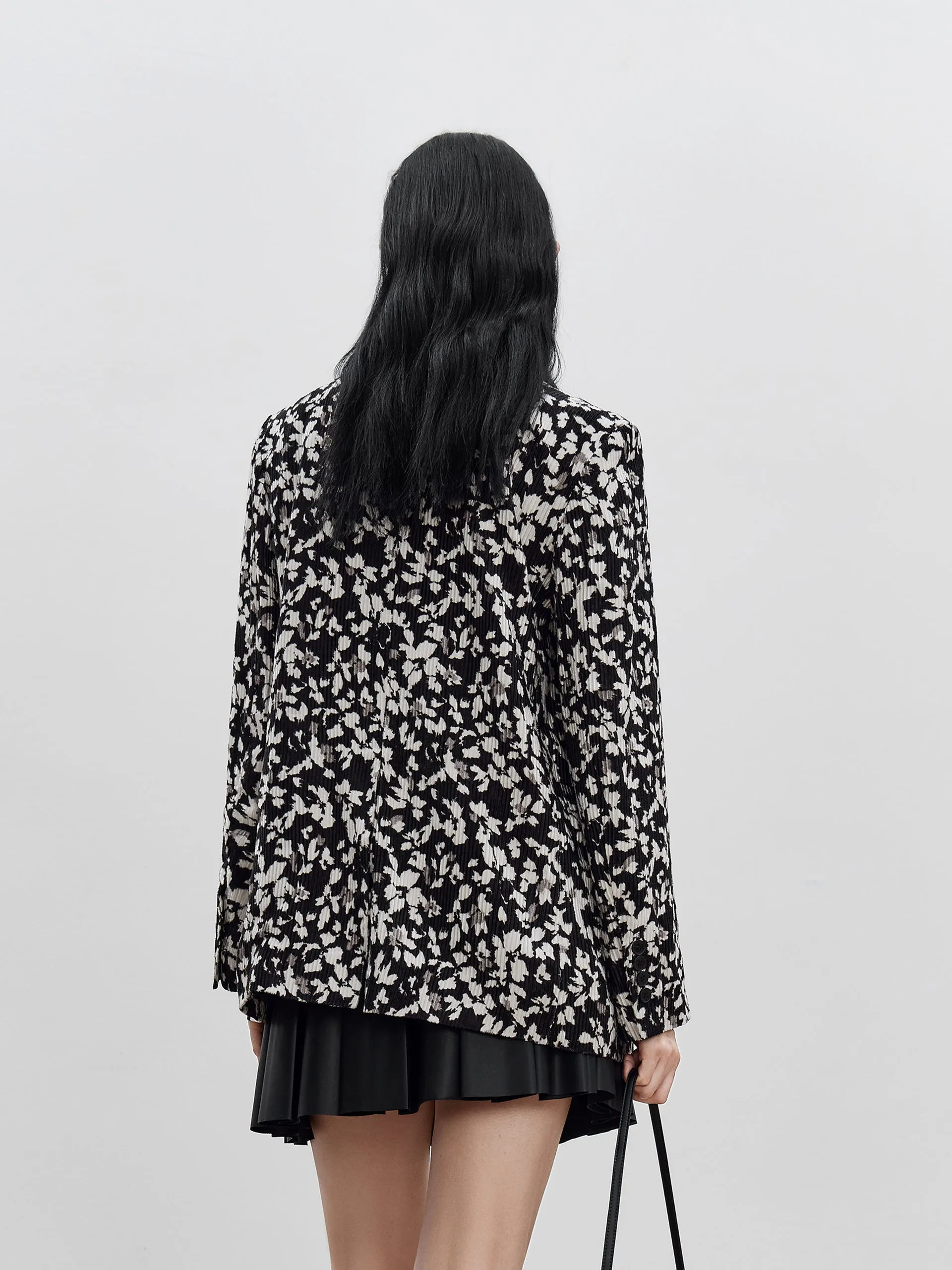 Floral Print Lapel Blazer