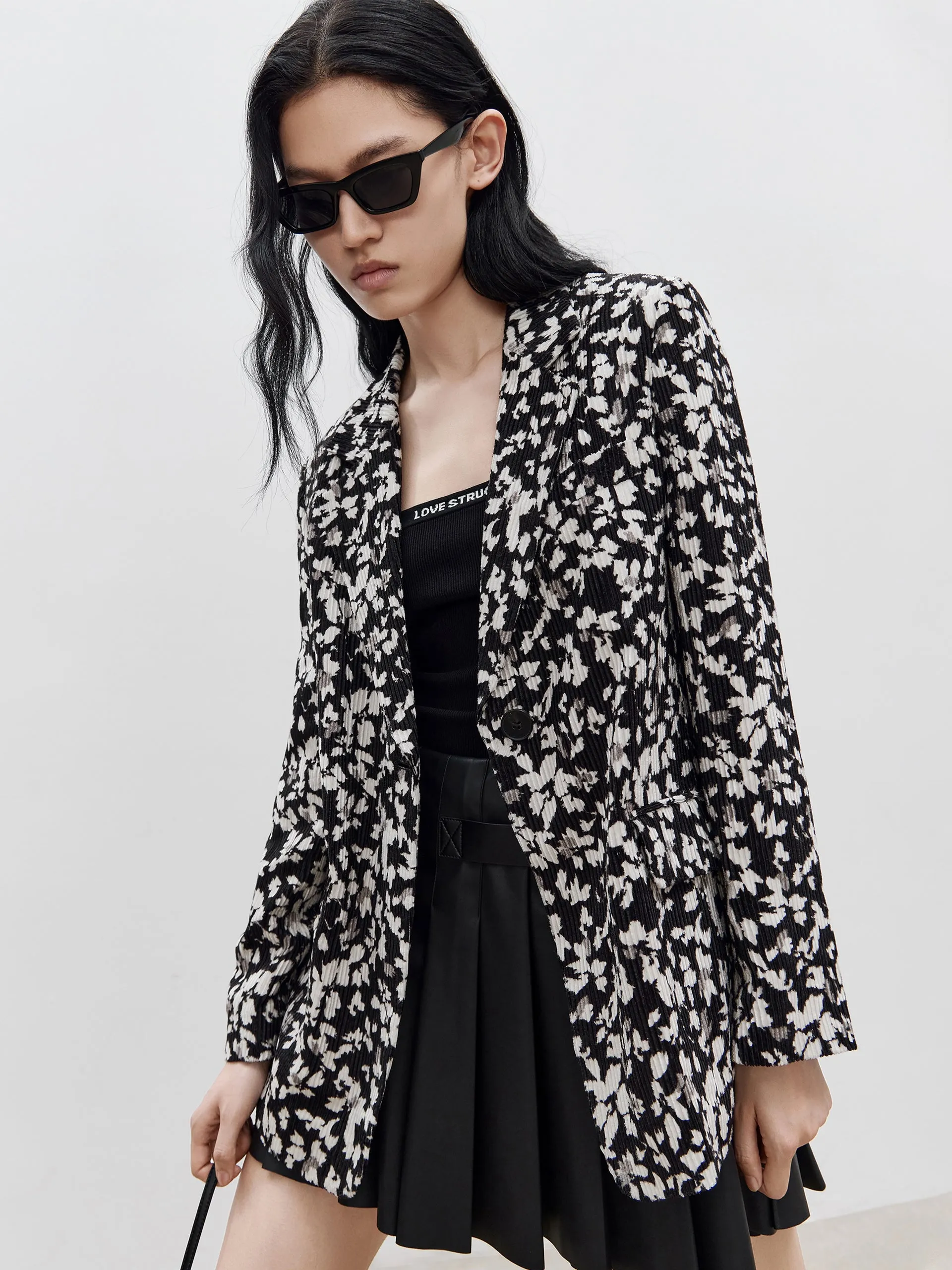Floral Print Lapel Blazer
