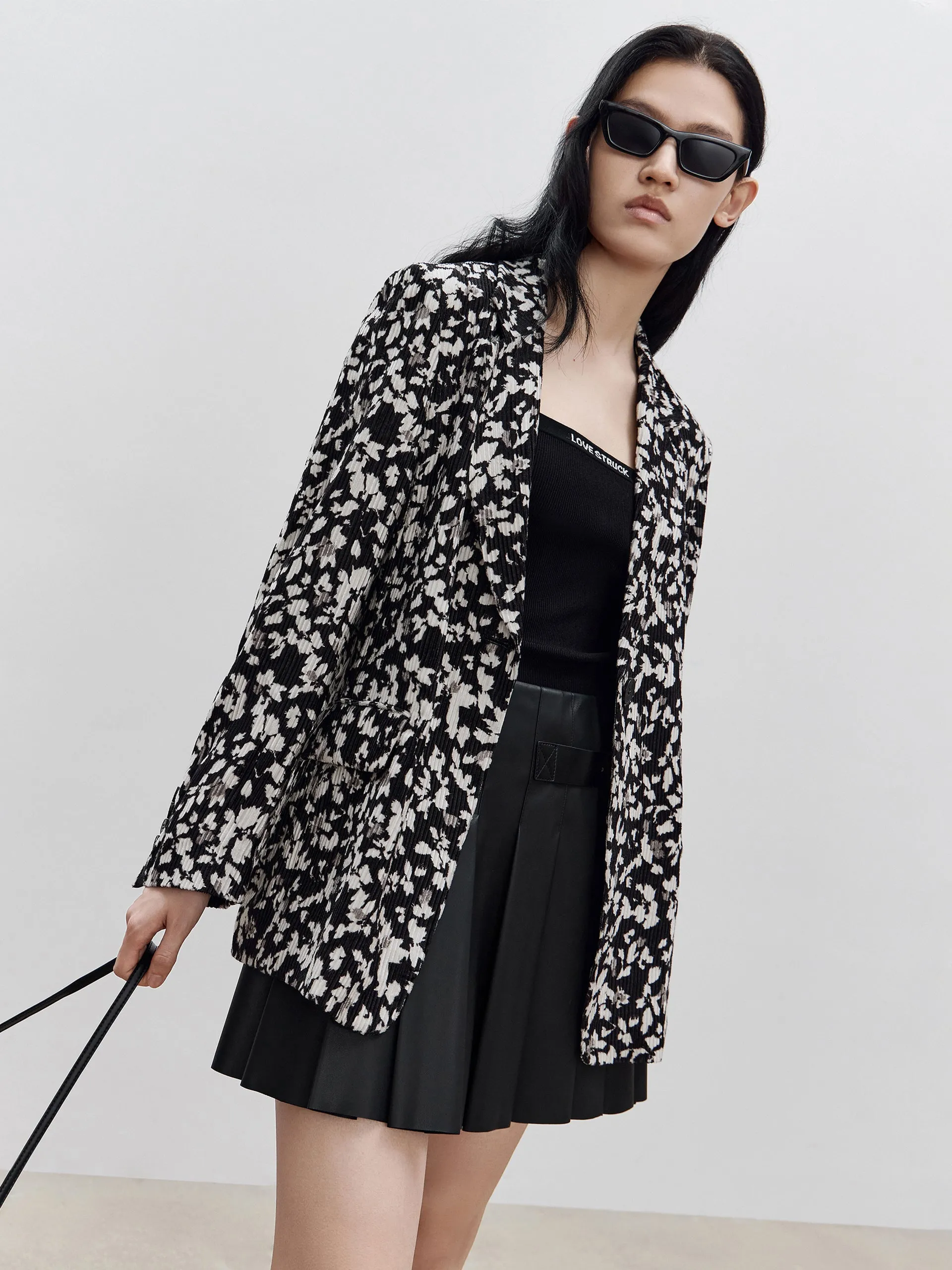 Floral Print Lapel Blazer