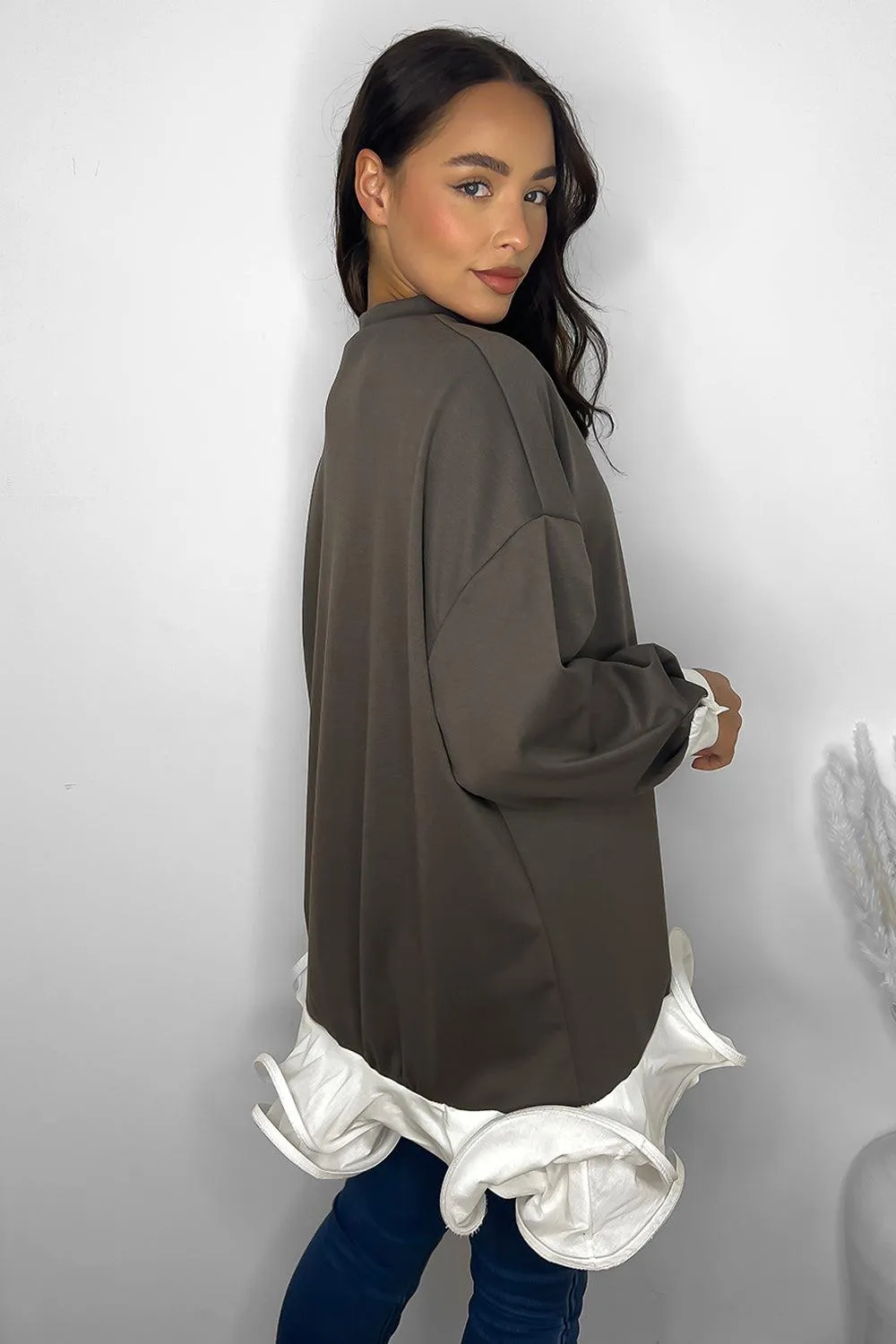 Frilled Hem Sweatshirt Dress