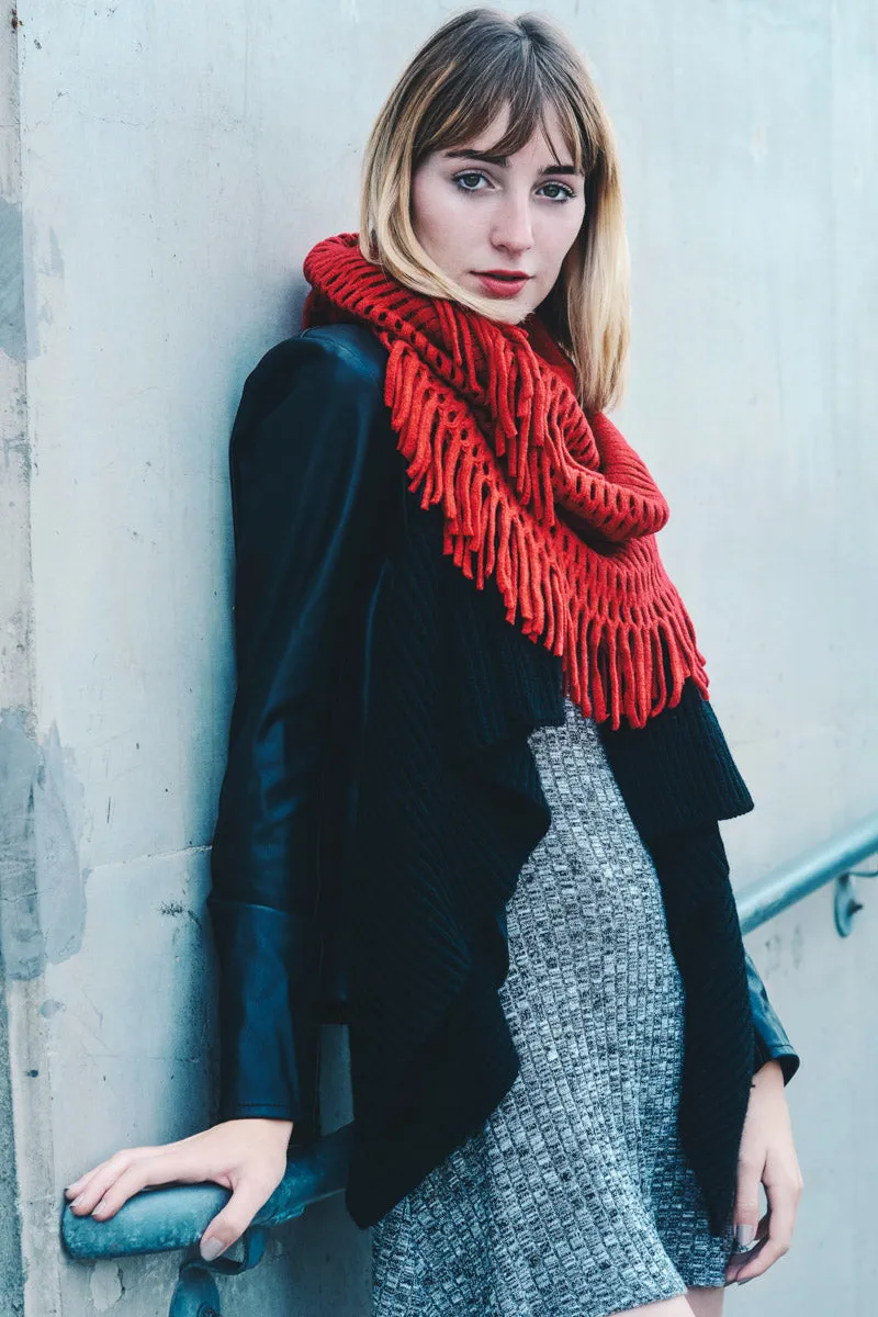 Fuzzy Chenille Tassel Infinity Scarf (7 colors)