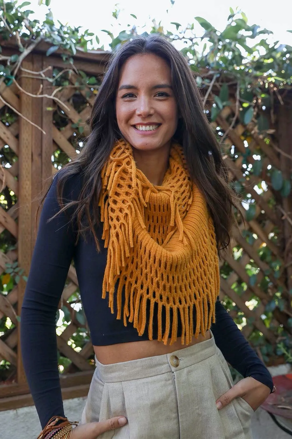 Fuzzy Chenille Tassel Infinity Scarf (7 colors)