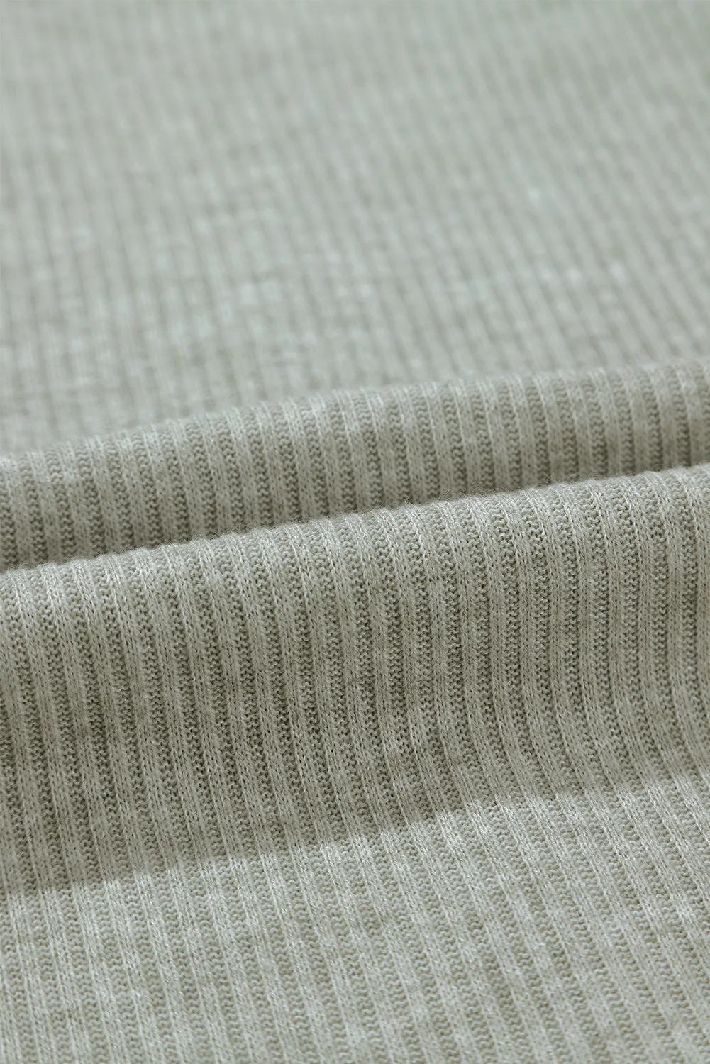 Gray Long Sleeve Textured Knit Patchwork Hoodie
