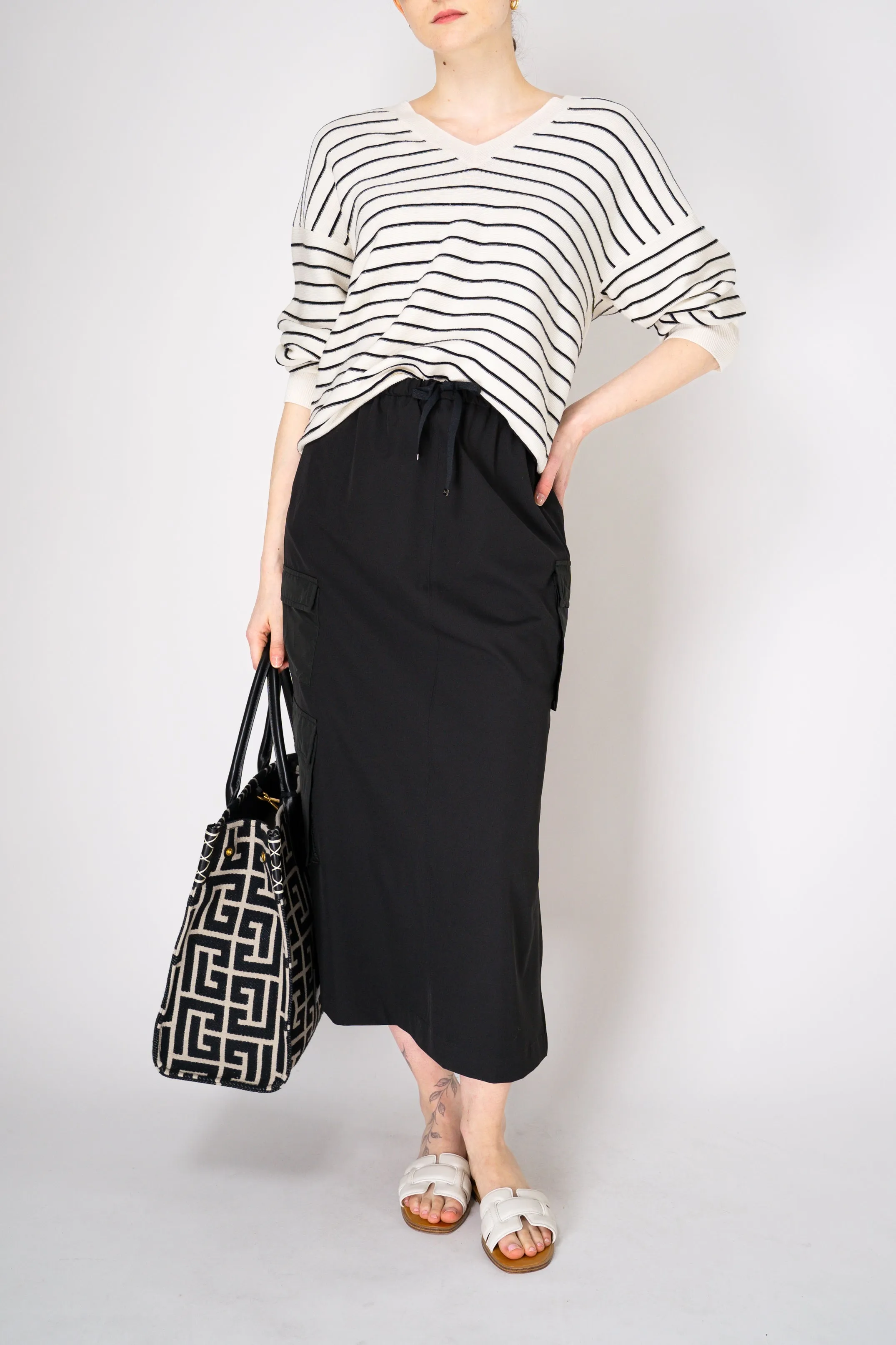 Herno Cargo Structured Nylon HD Midi Skirt in Black
