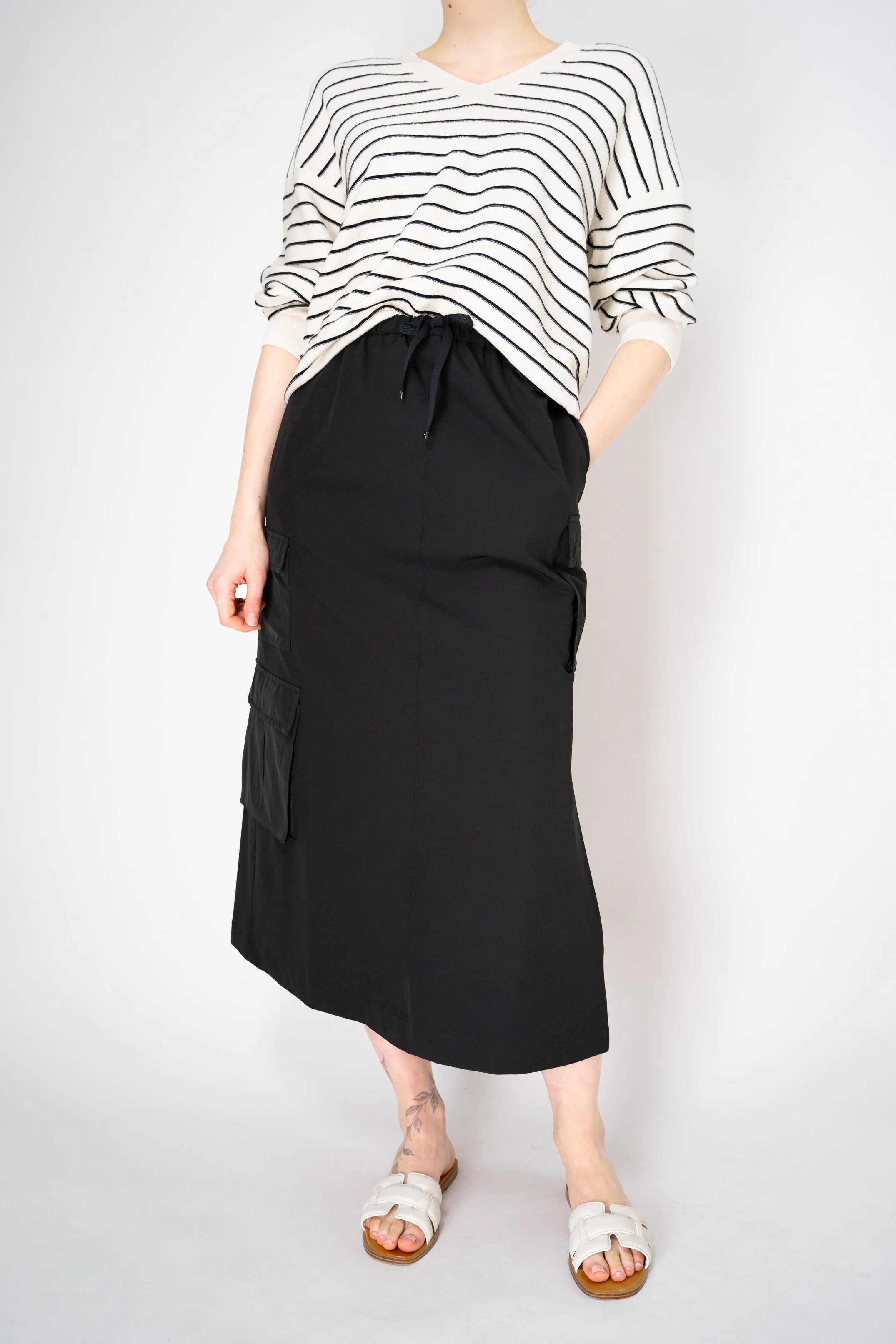 Herno Cargo Structured Nylon HD Midi Skirt in Black
