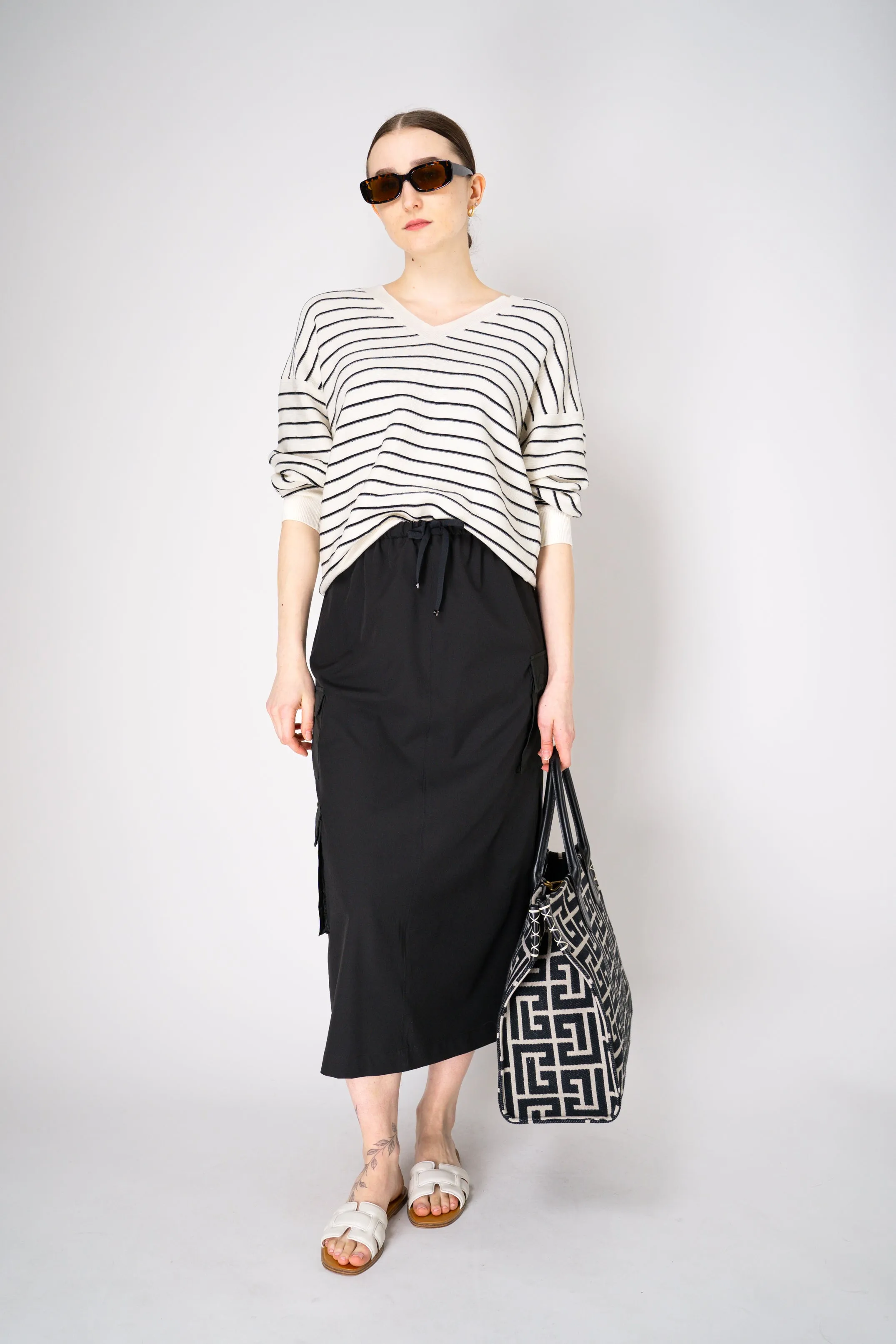 Herno Cargo Structured Nylon HD Midi Skirt in Black