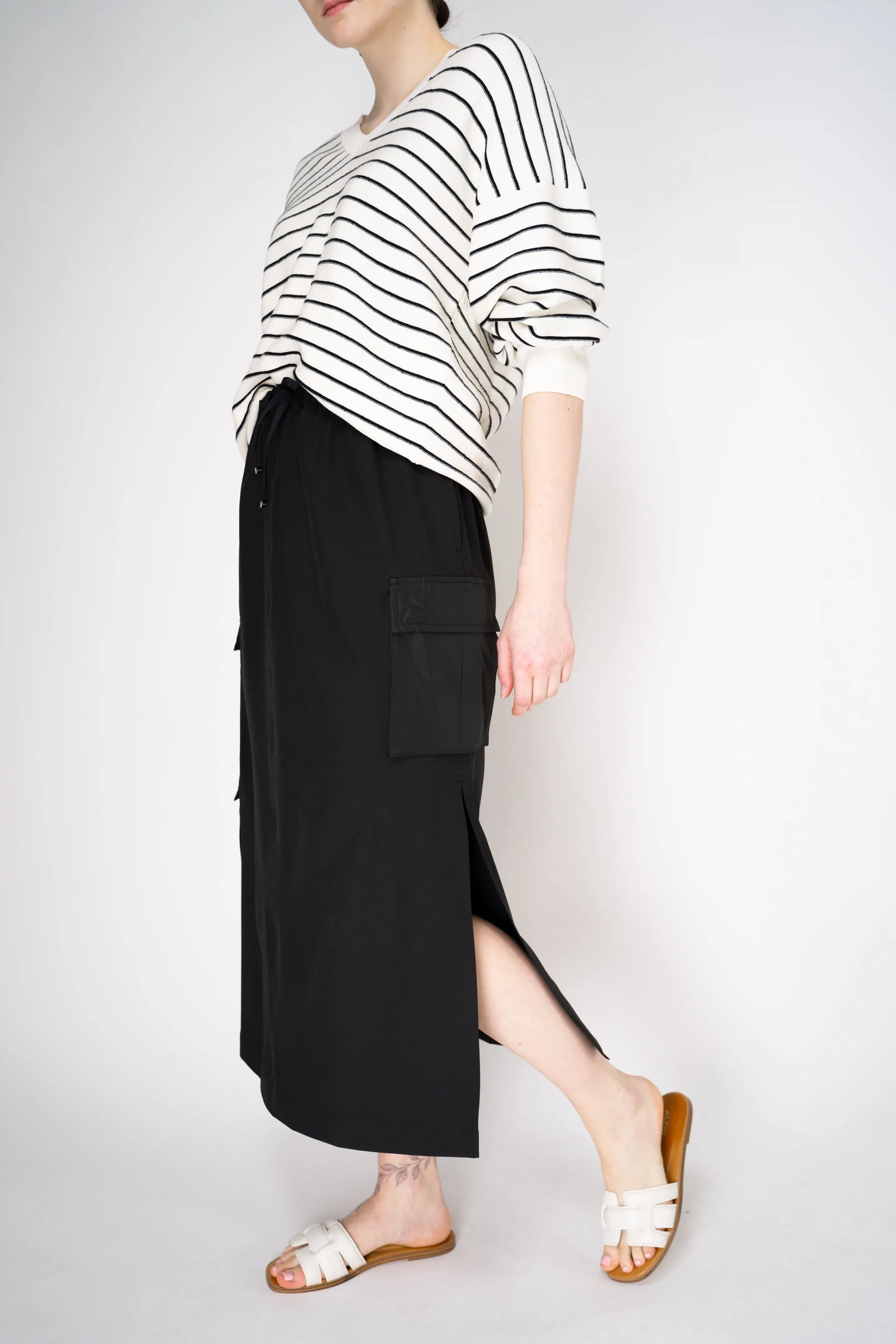 Herno Cargo Structured Nylon HD Midi Skirt in Black