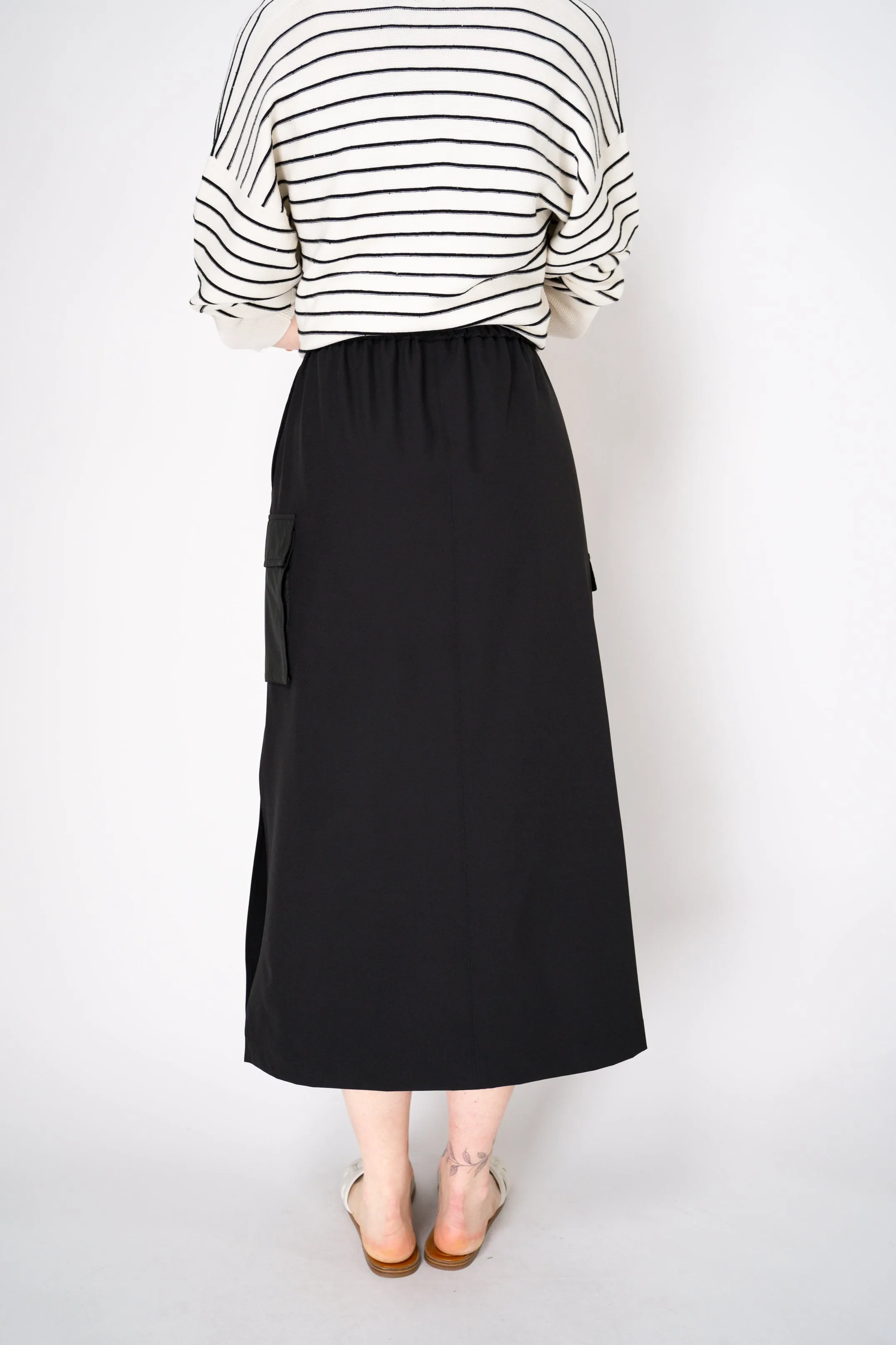 Herno Cargo Structured Nylon HD Midi Skirt in Black