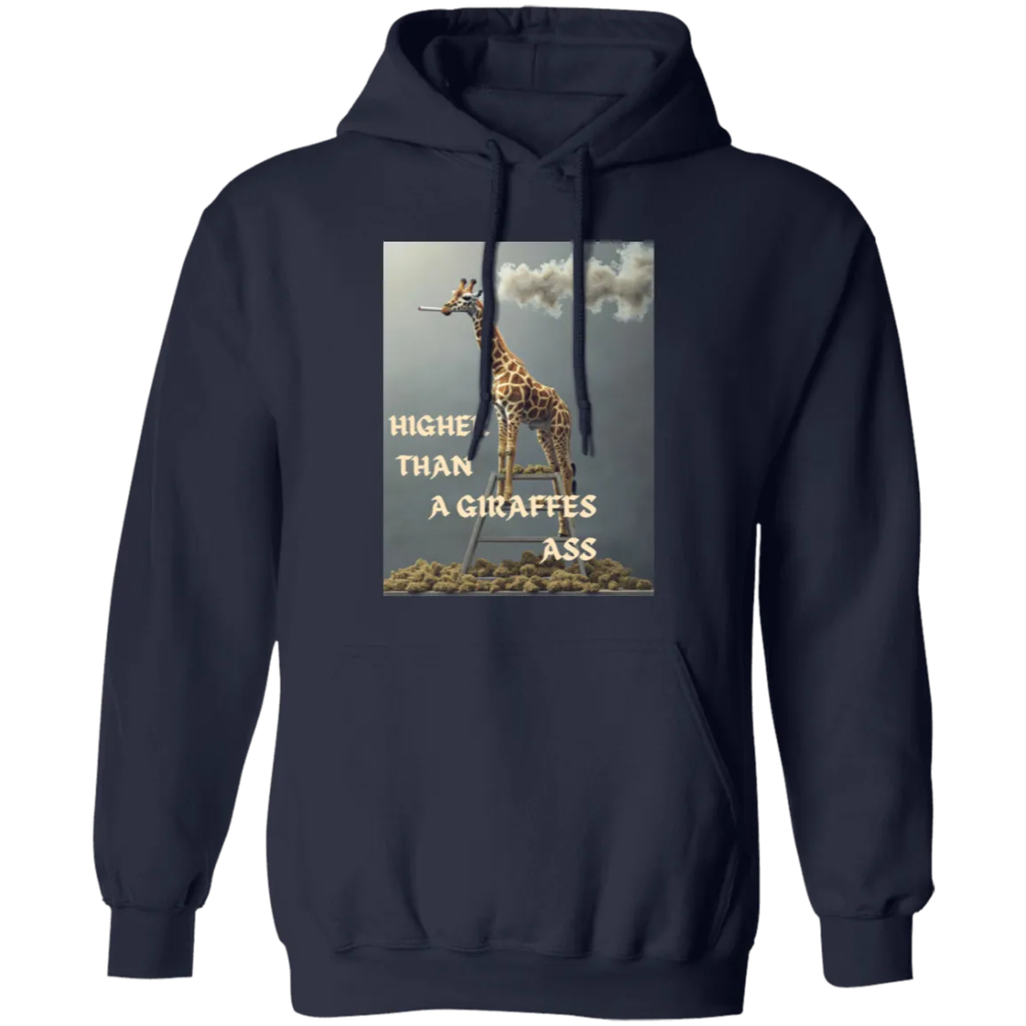 HigherThanAGiraffesAss Comfortable 8oz Unisex Hoodie – "Higher Than a Giraffe’s Ass" Funny Graphic Hoodie with Durable Stitching, Double-Layer Hood & Pouch Pocket